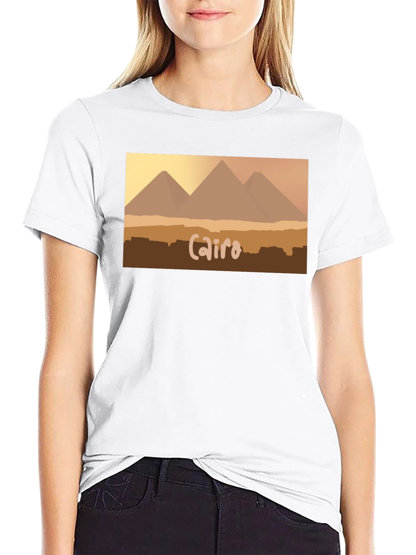 Cairo Pyramids Graphic Tee - Black Cotton T-Shirt