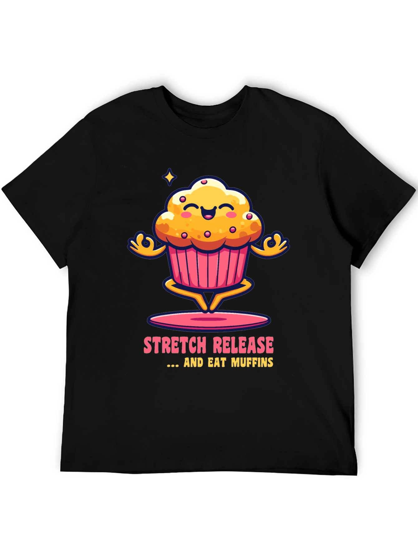 Stretch Release Eat Muffins Black Graphic Tee