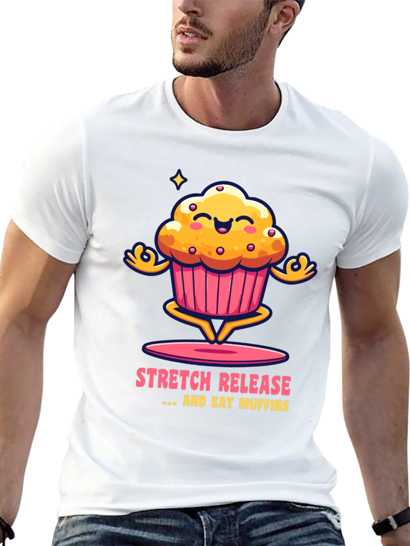 Stretch Release Eat Muffins Black Graphic Tee