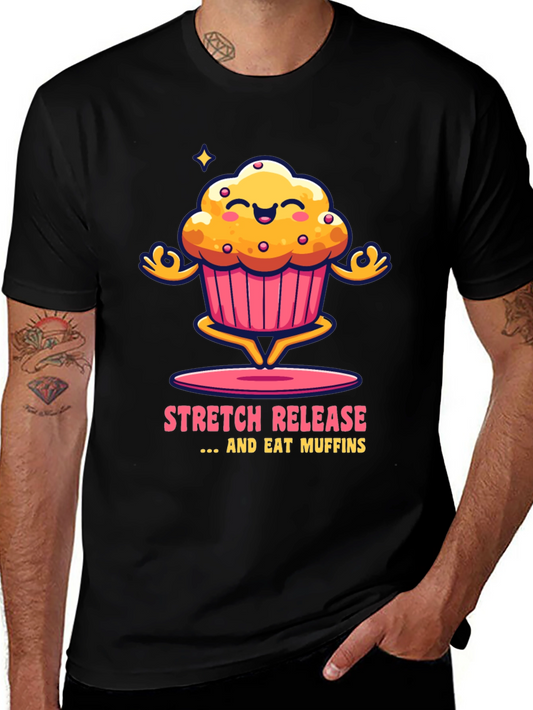 Stretch Release Eat Muffins Black Graphic Tee