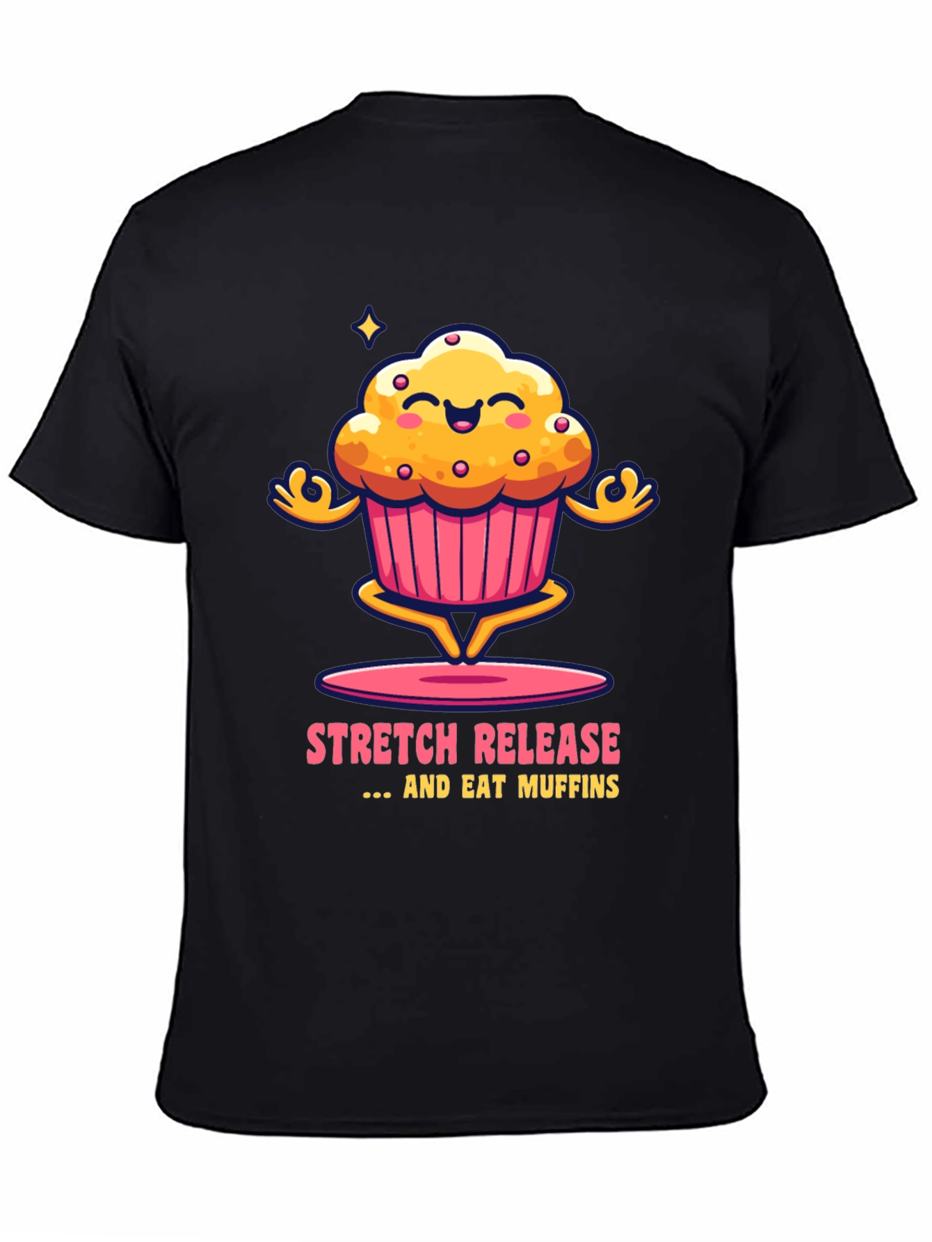 Stretch Release Eat Muffins Black Graphic Tee