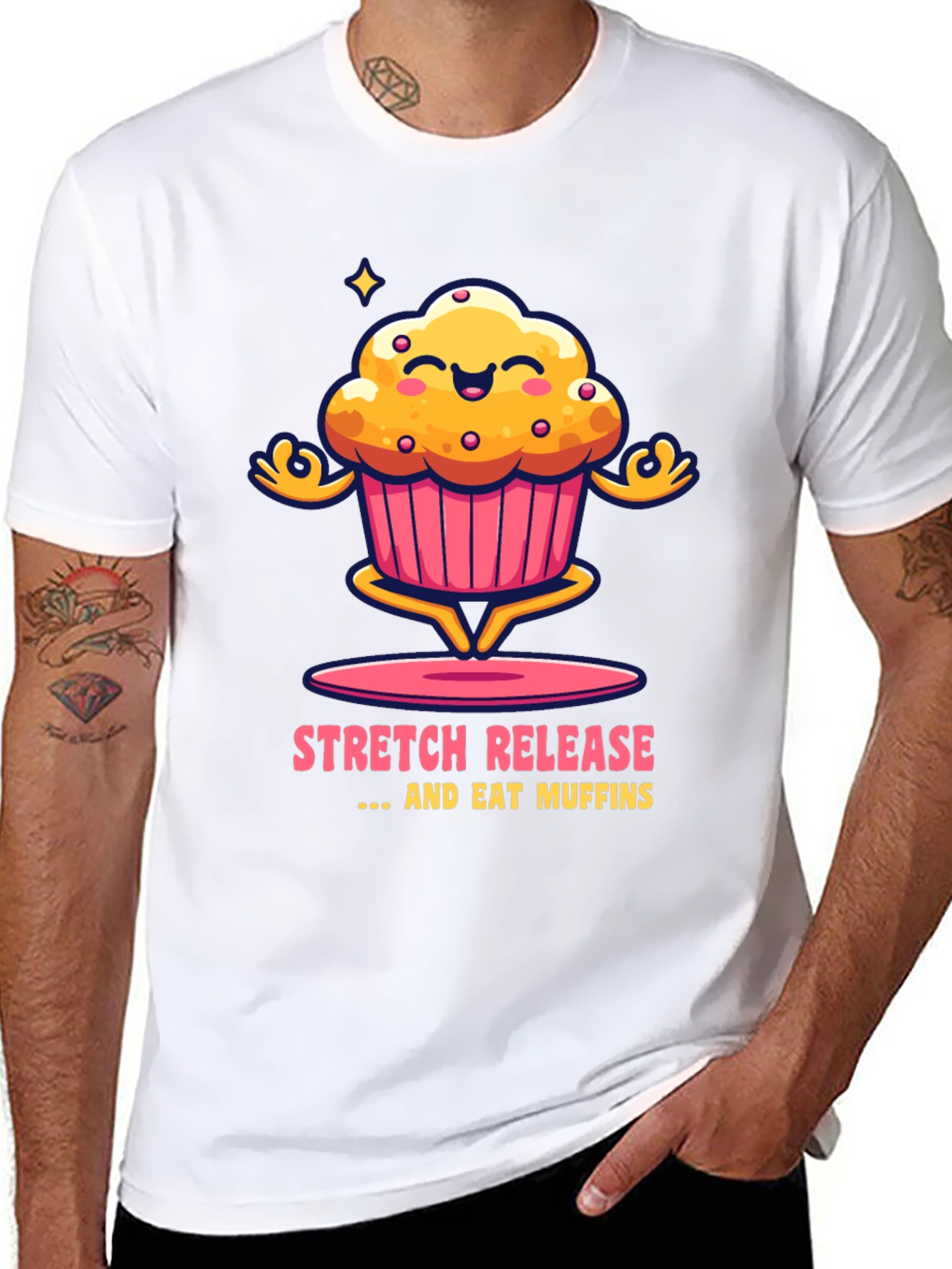 Stretch Release Eat Muffins Black Graphic Tee