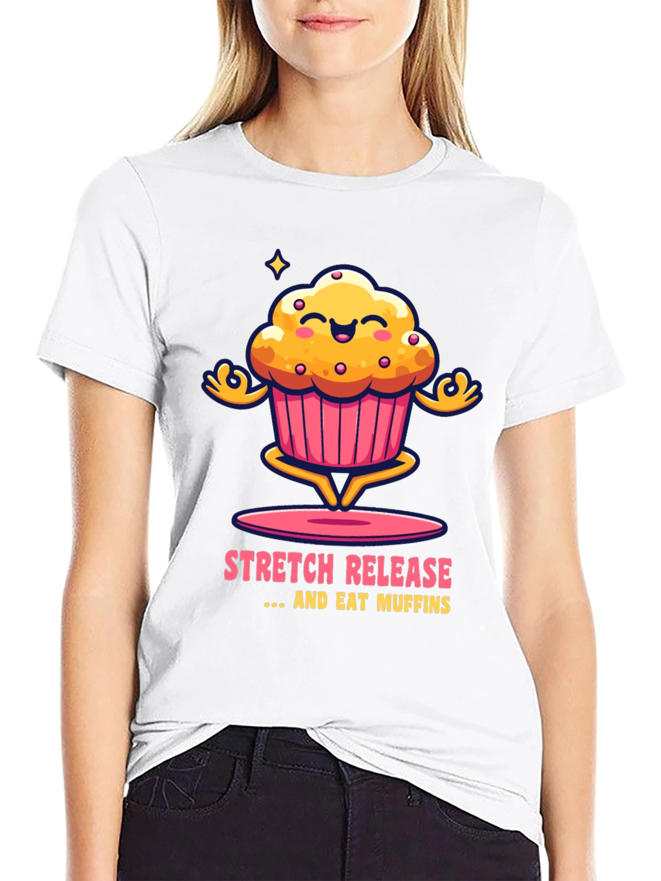 Stretch Release Eat Muffins Black Graphic Tee