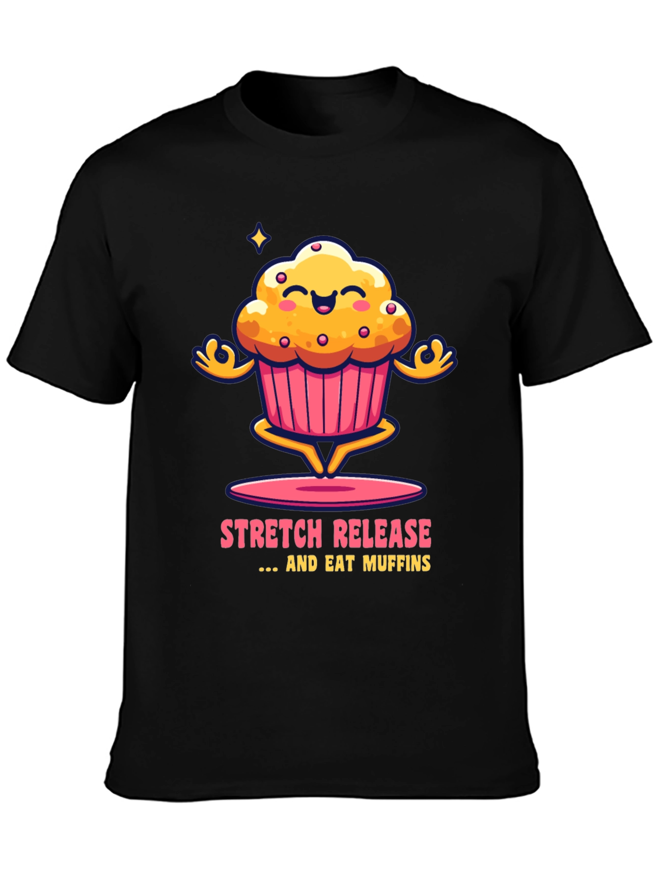 Stretch Release Eat Muffins Black Graphic Tee
