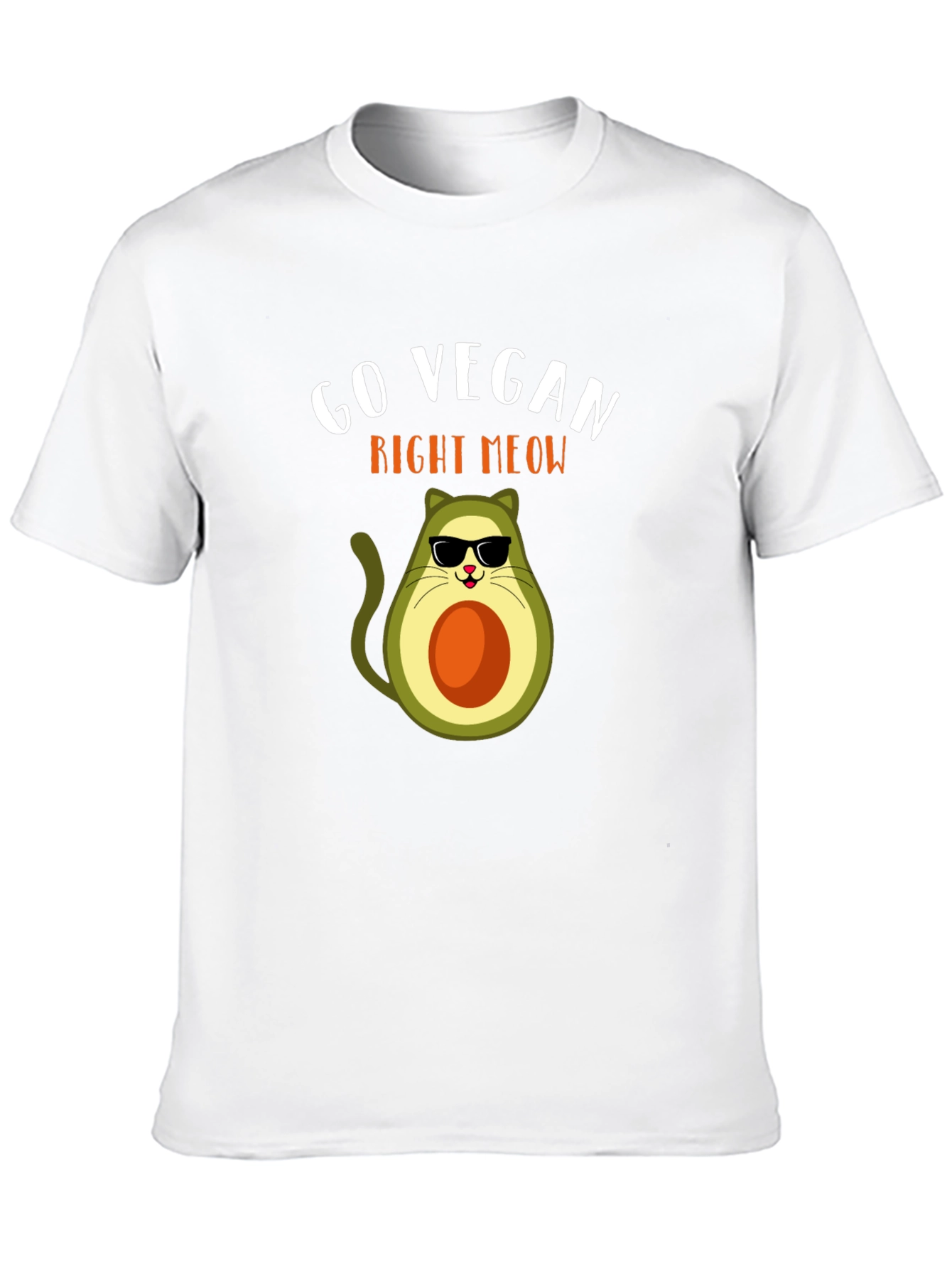 Go Vegan Right Meow Avocado Cat T-Shirt