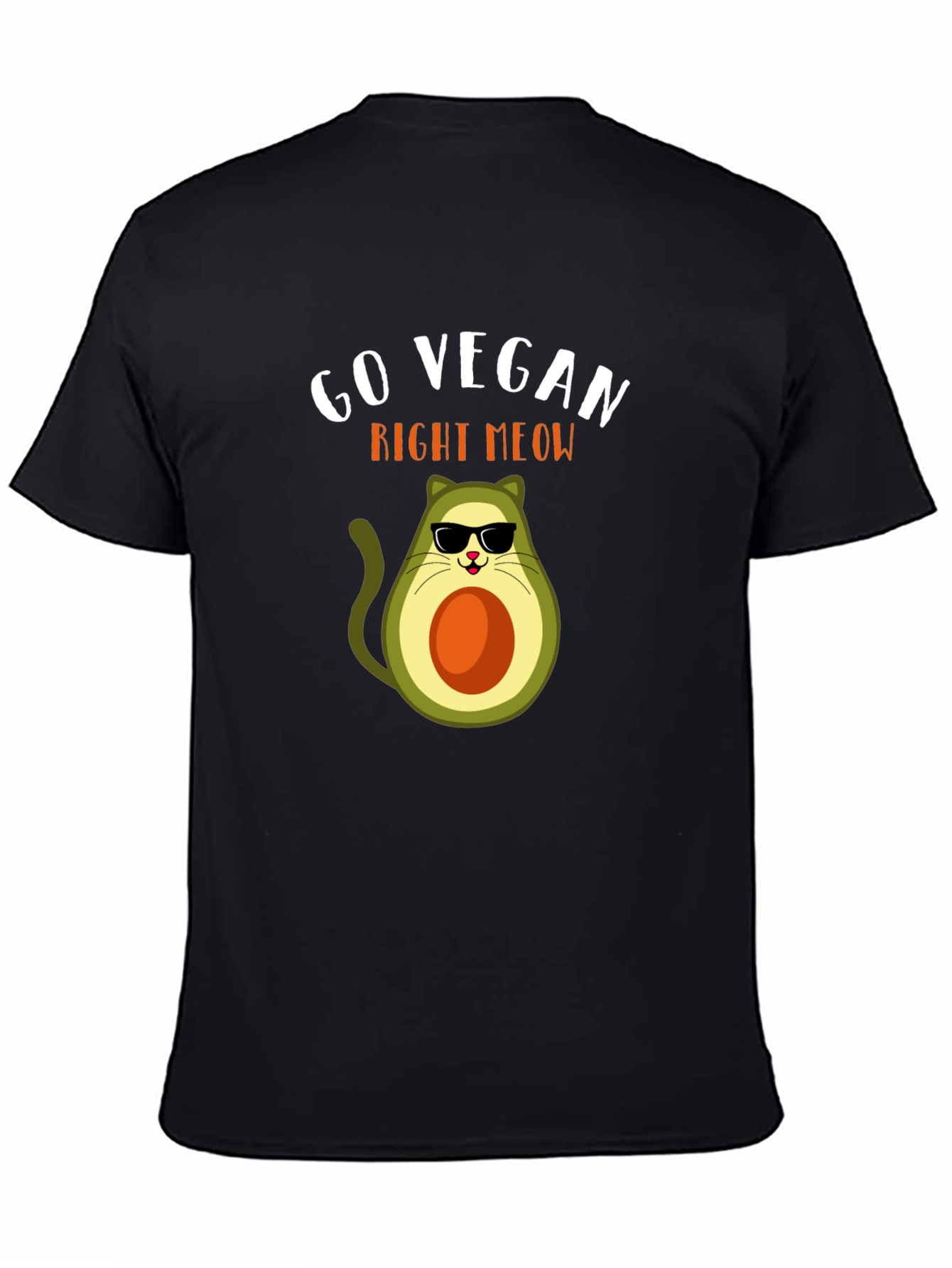 Go Vegan Right Meow Avocado Cat T-Shirt