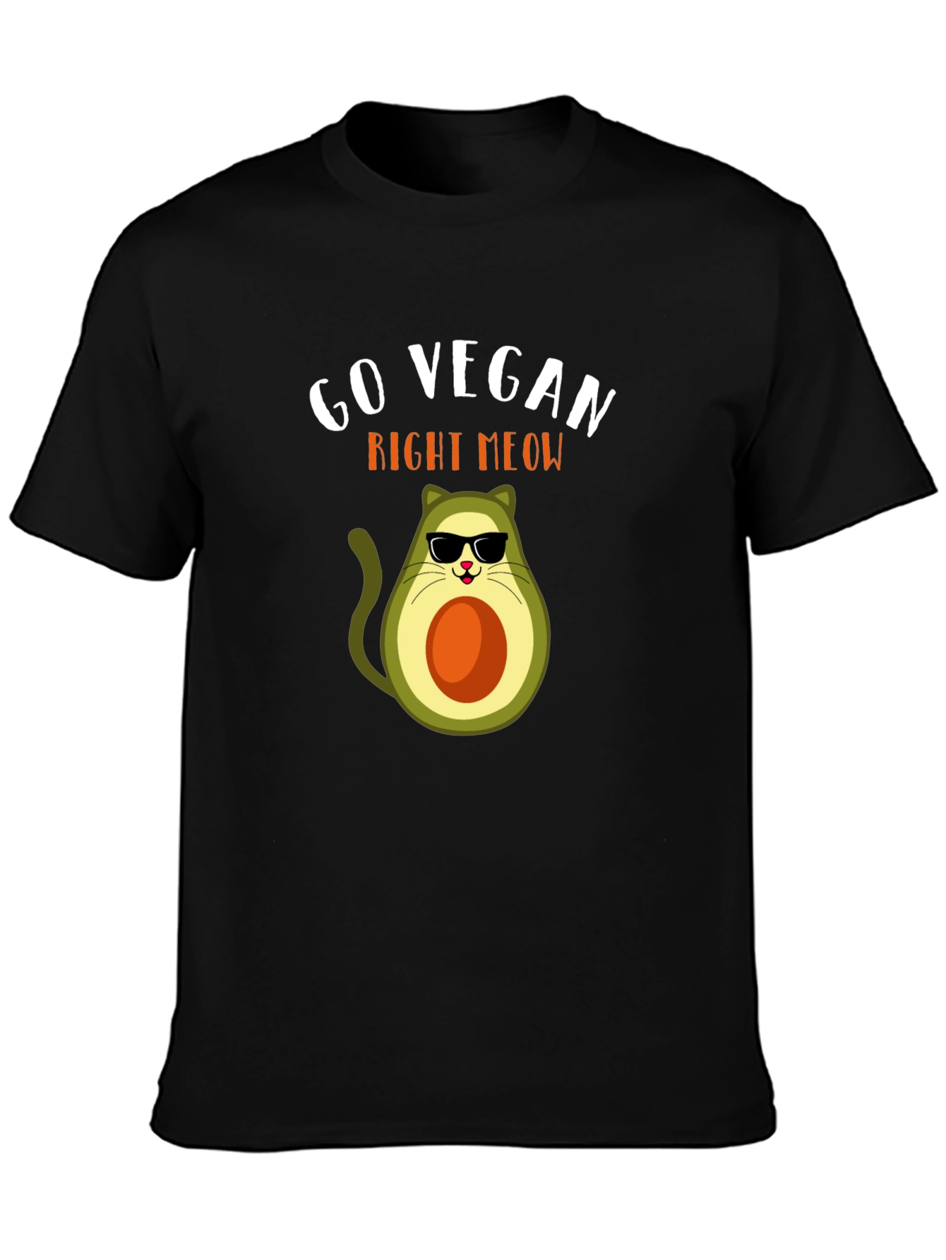 Go Vegan Right Meow Avocado Cat T-Shirt