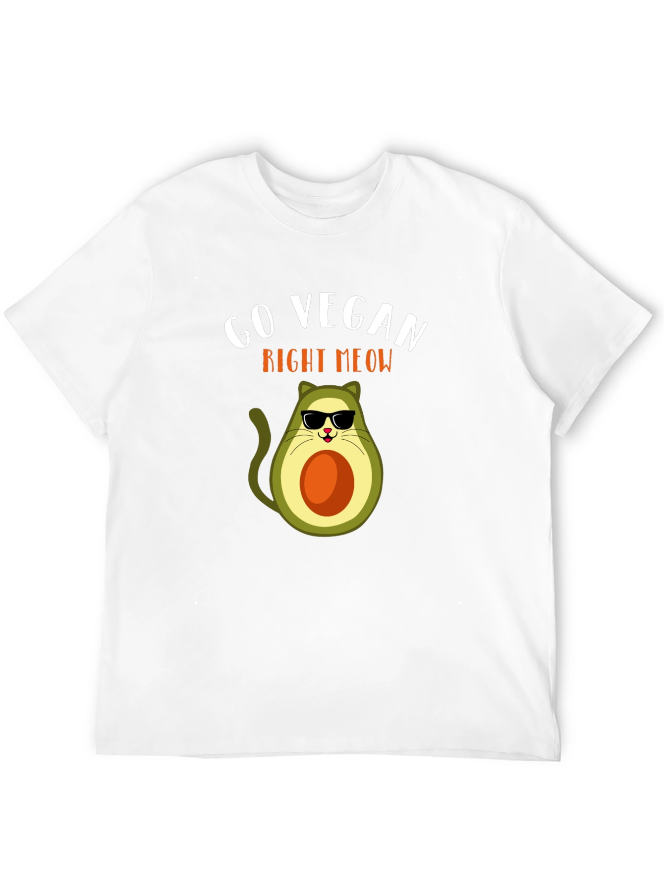 Go Vegan Right Meow Avocado Cat T-Shirt