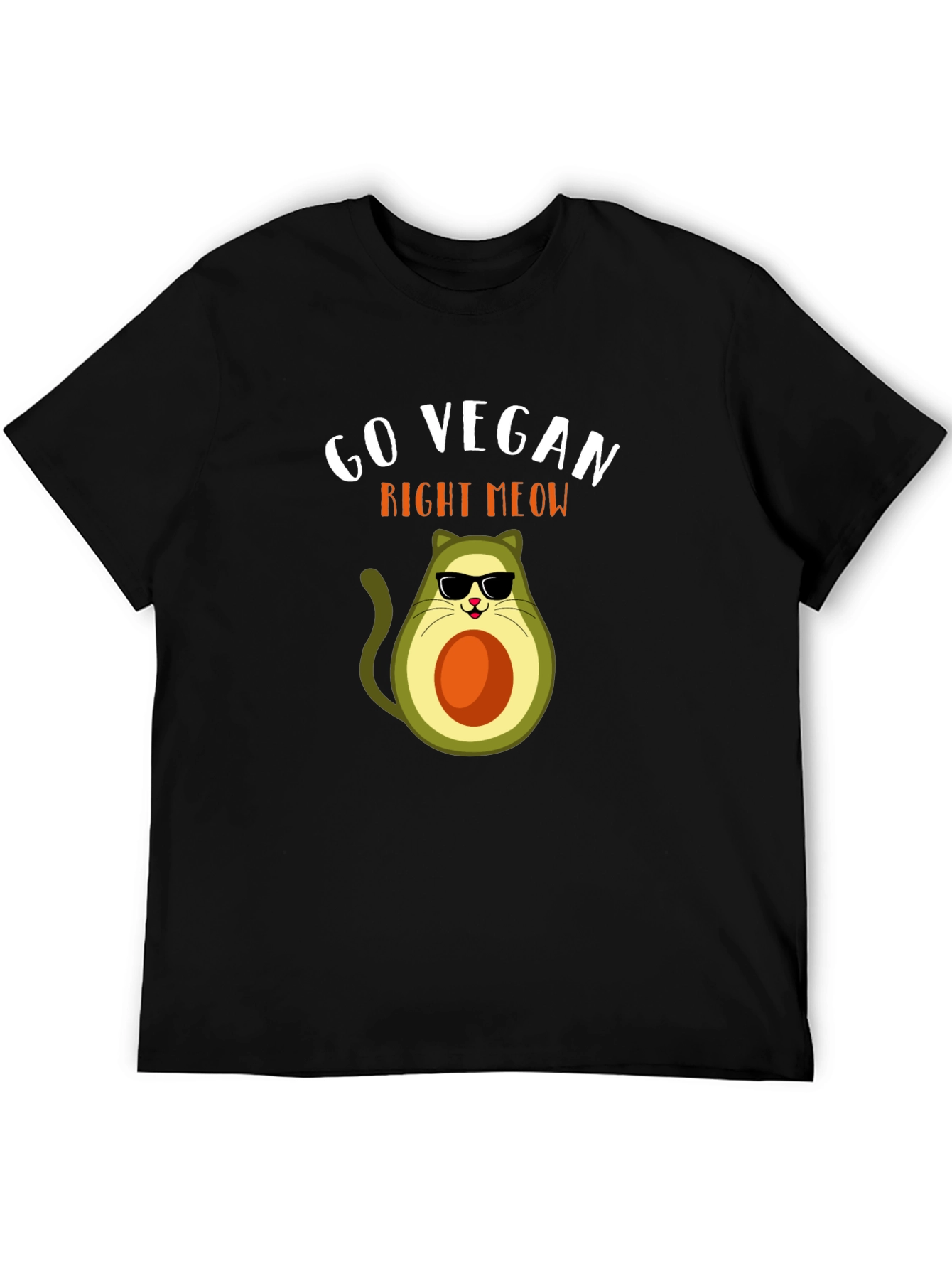 Go Vegan Right Meow Avocado Cat T-Shirt