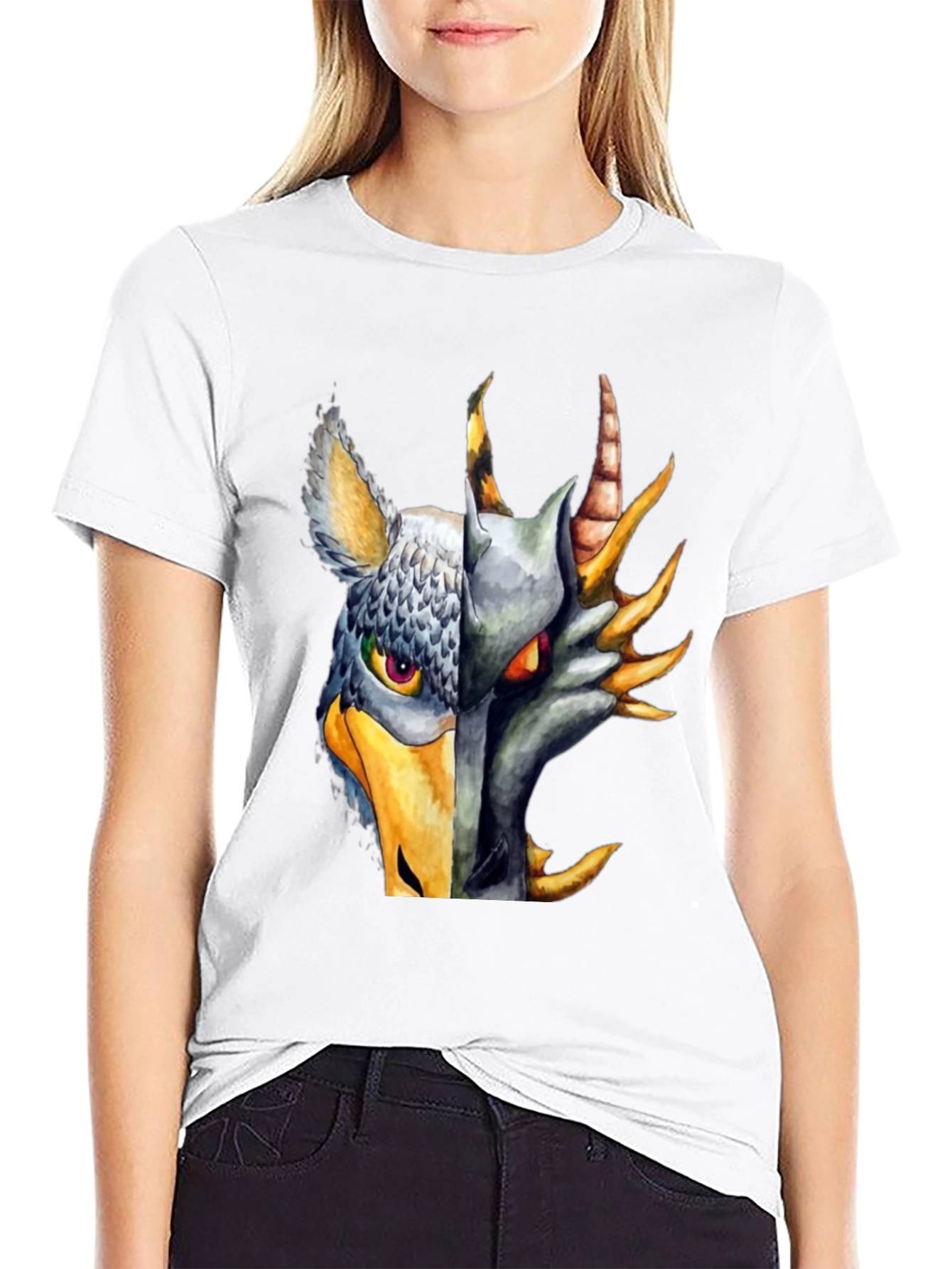 Griffin Dragon Split Design Black Tee