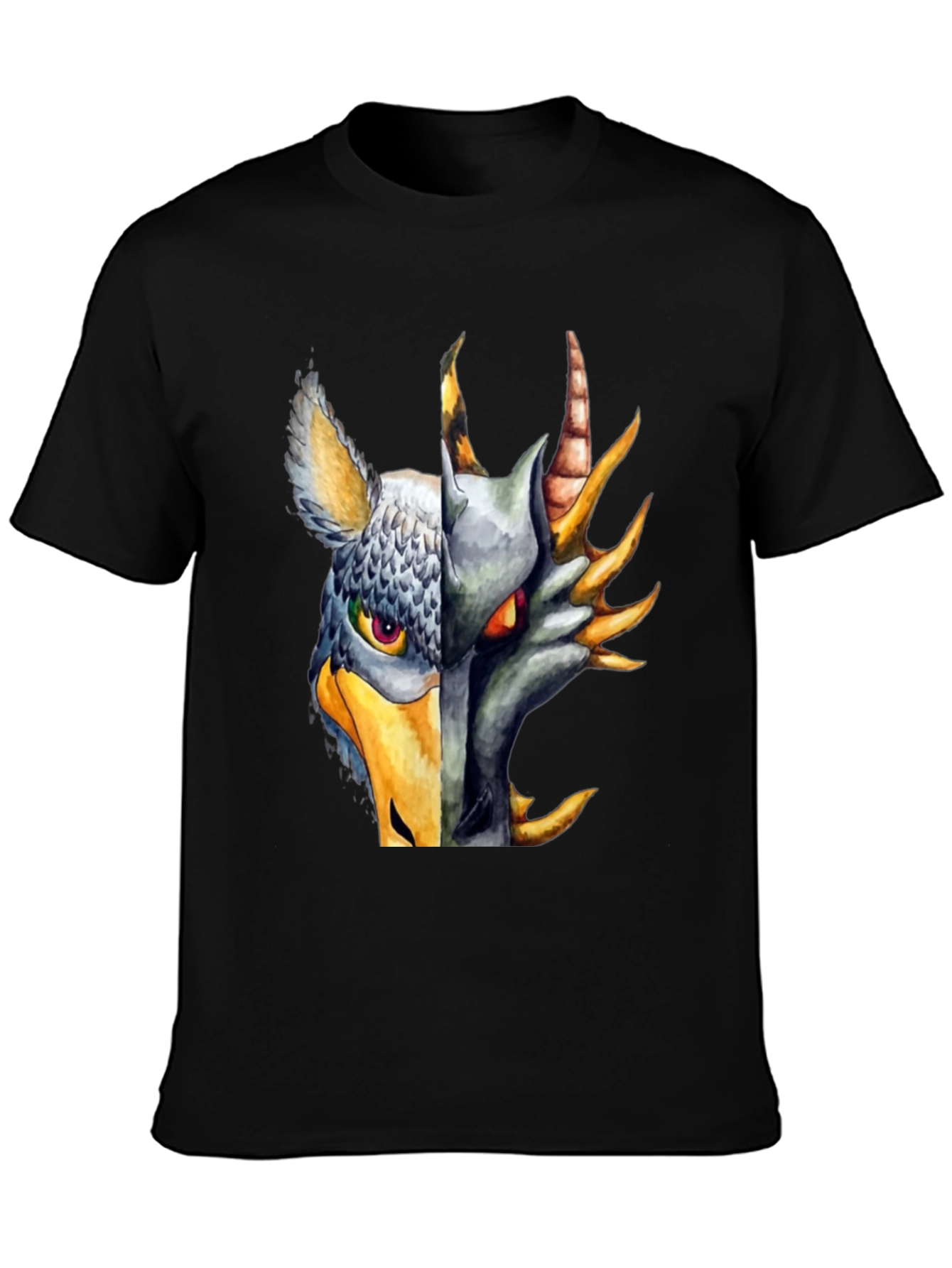 Griffin Dragon Split Design Black Tee