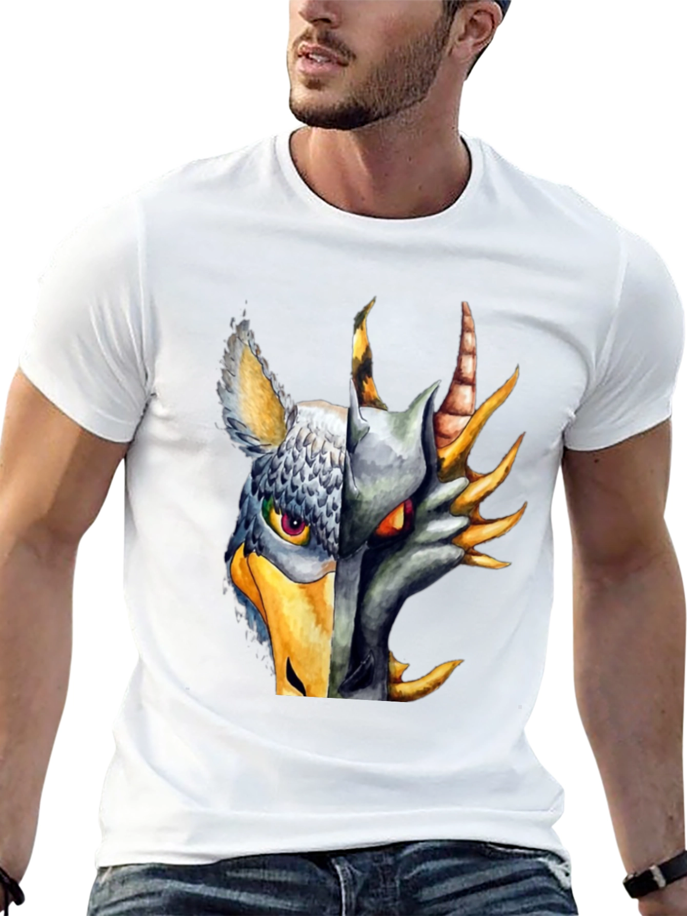 Griffin Dragon Split Design Black Tee