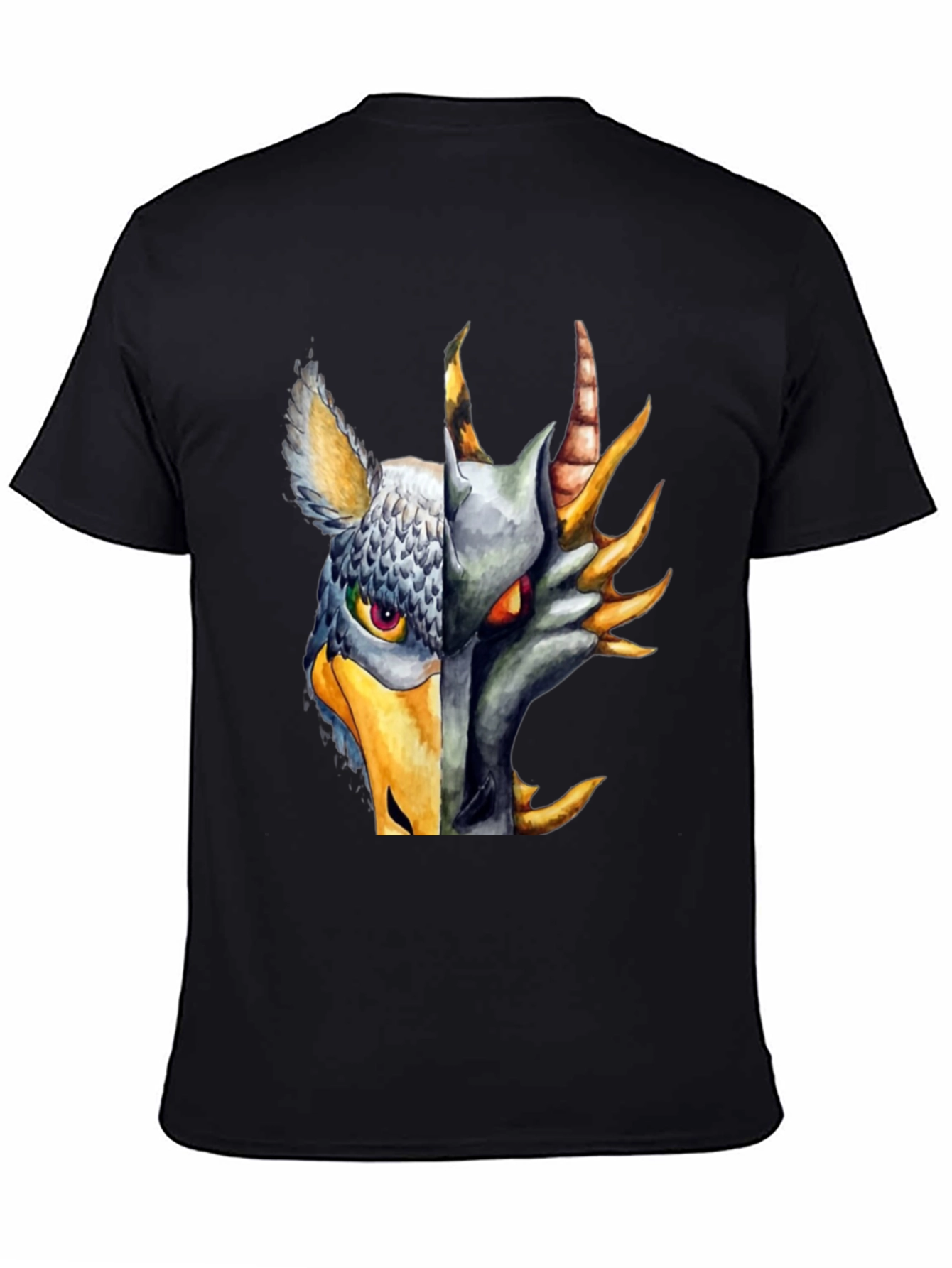 Griffin Dragon Split Design Black Tee