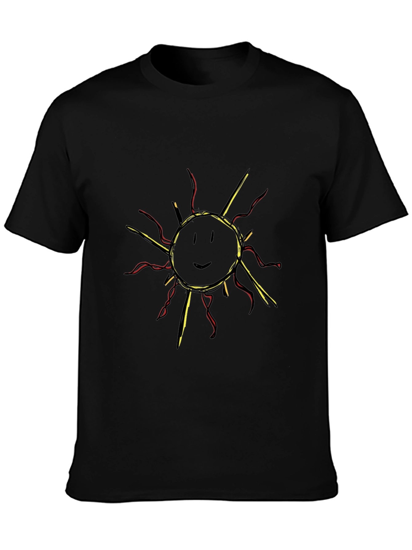 Smiling Sun Graphic Tee - Black Cotton T-Shirt