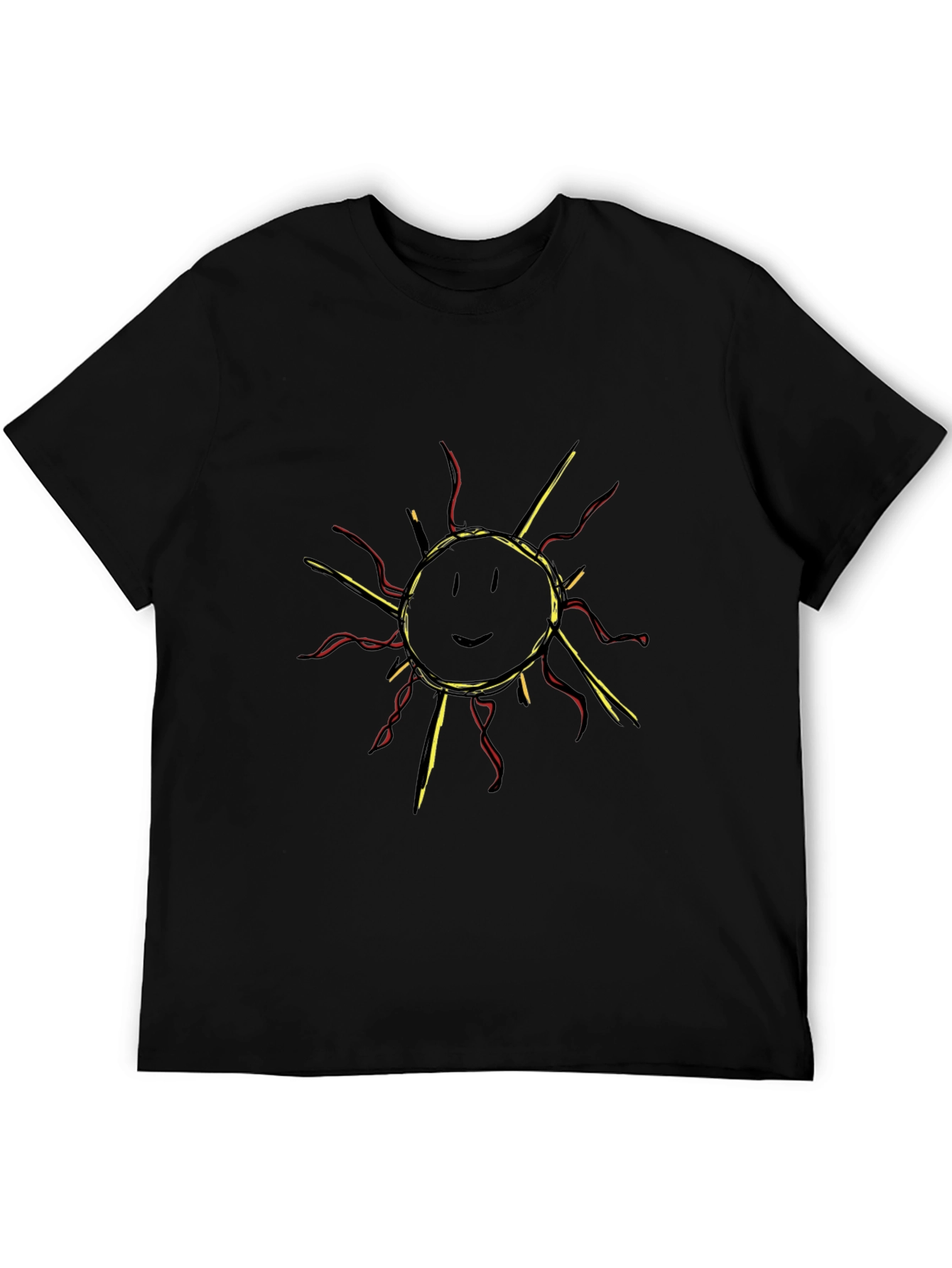 Smiling Sun Graphic Tee - Black Cotton T-Shirt