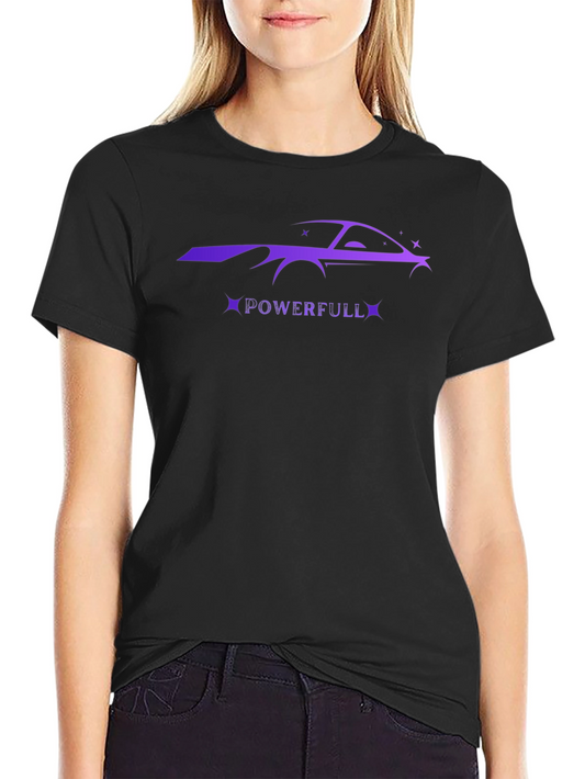 Powerful Car Graphic Tee - Black Cotton T-Shirt