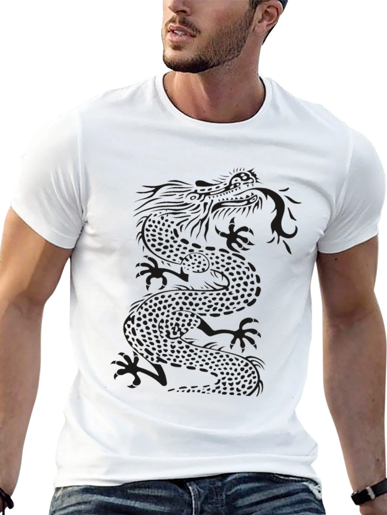 Mens Black Dragon Graphic T-Shirt