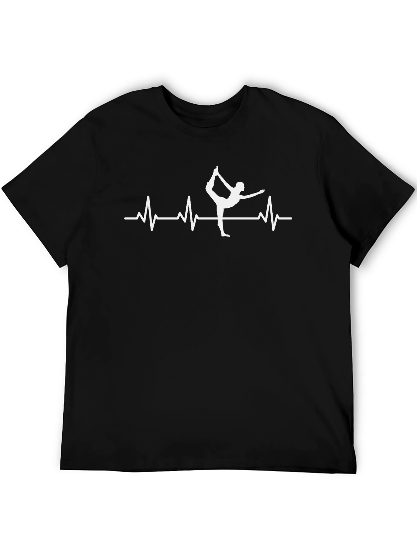 Yoga Heartbeat Graphic Tee - Black Cotton T-Shirt