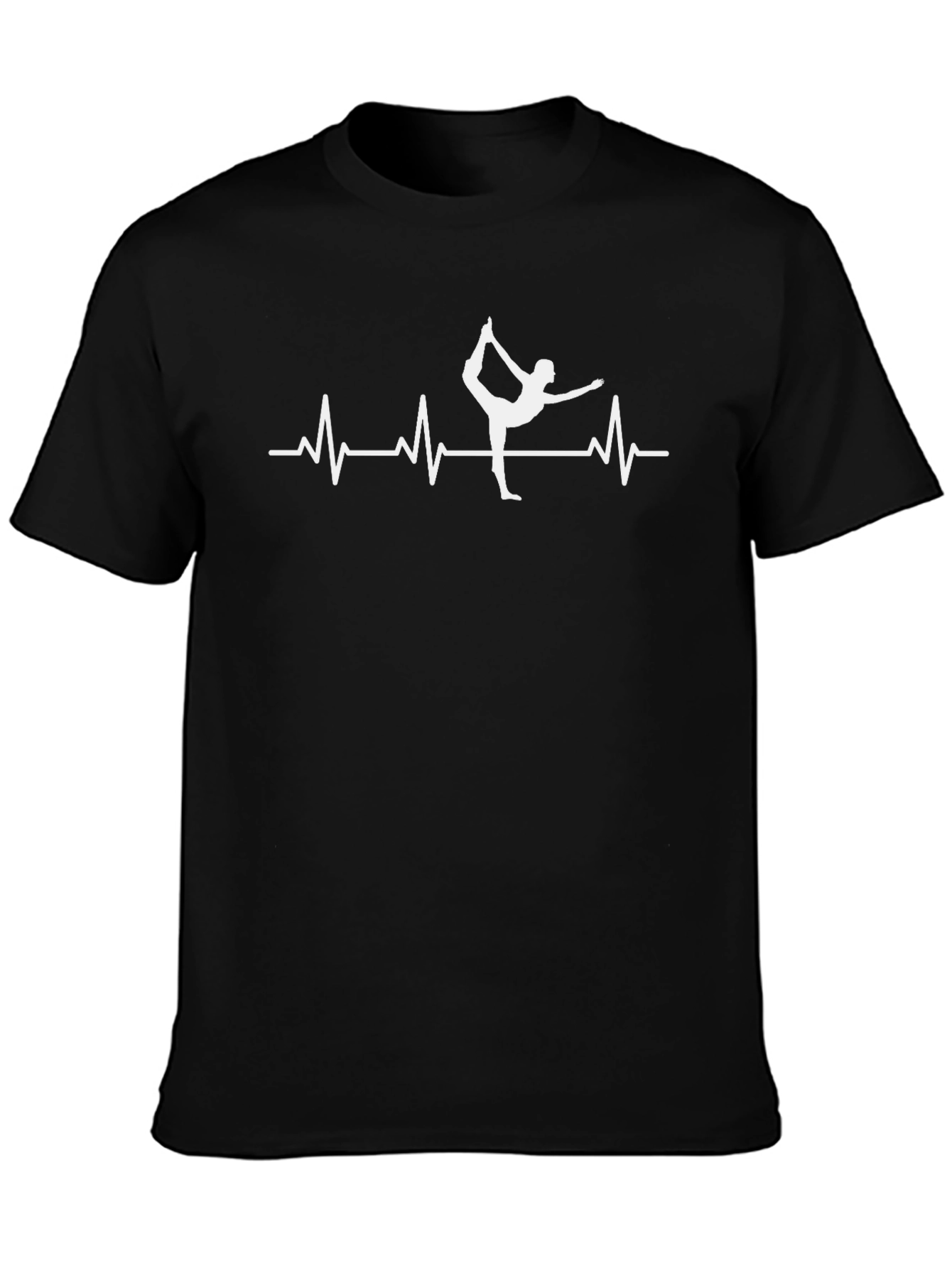 Yoga Heartbeat Graphic Tee - Black Cotton T-Shirt