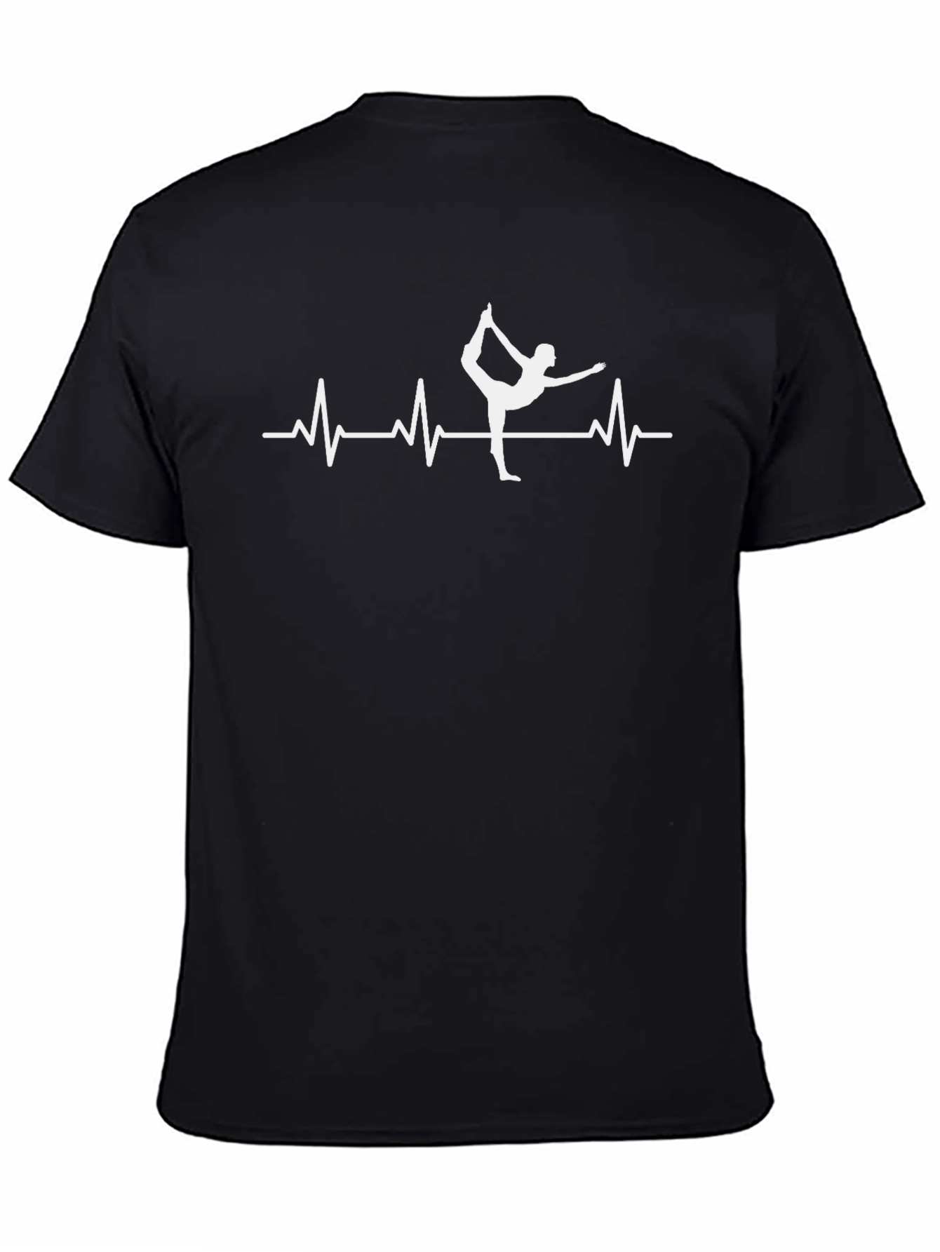 Yoga Heartbeat Graphic Tee - Black Cotton T-Shirt
