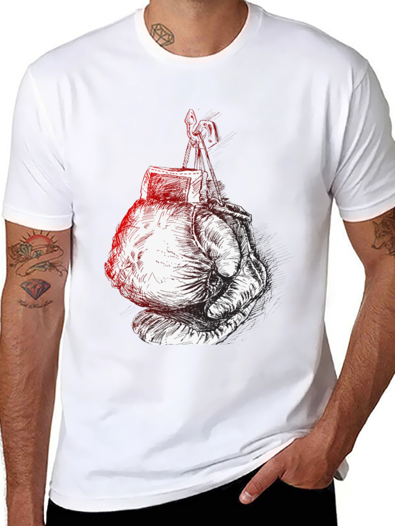 Boxing Gloves Graphic Tee - Black Cotton Comfort