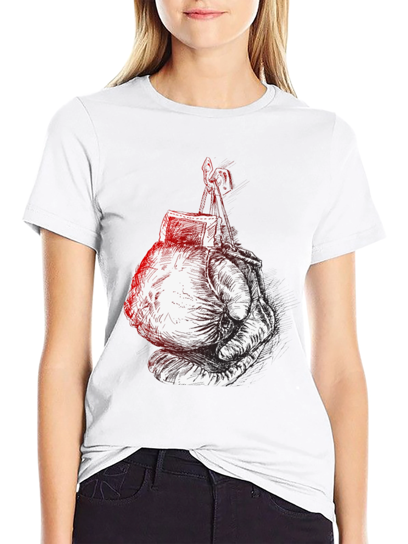 Boxing Gloves Graphic Tee - Black Cotton Comfort