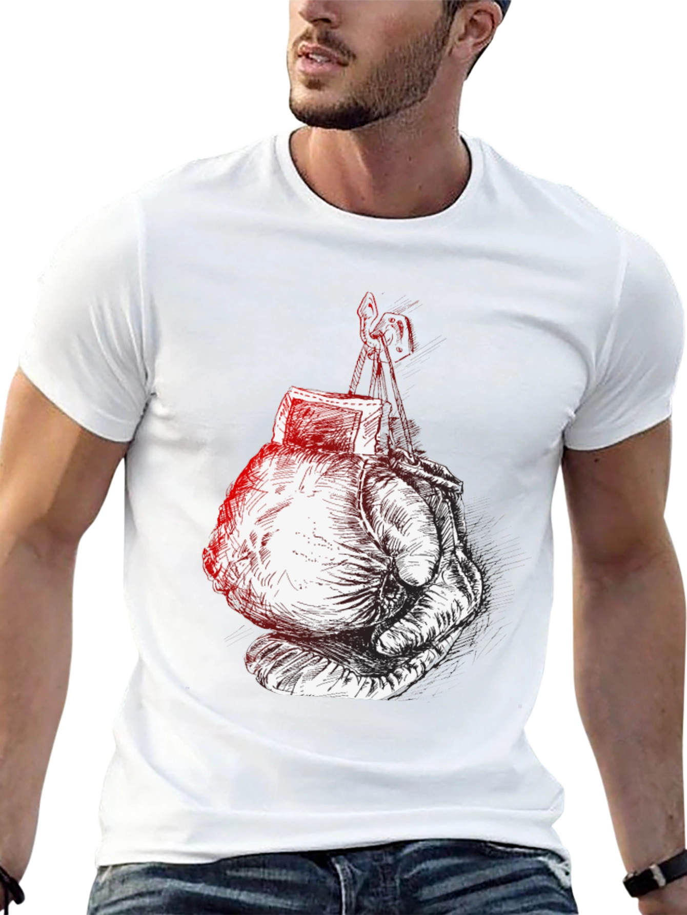 Boxing Gloves Graphic Tee - Black Cotton Comfort