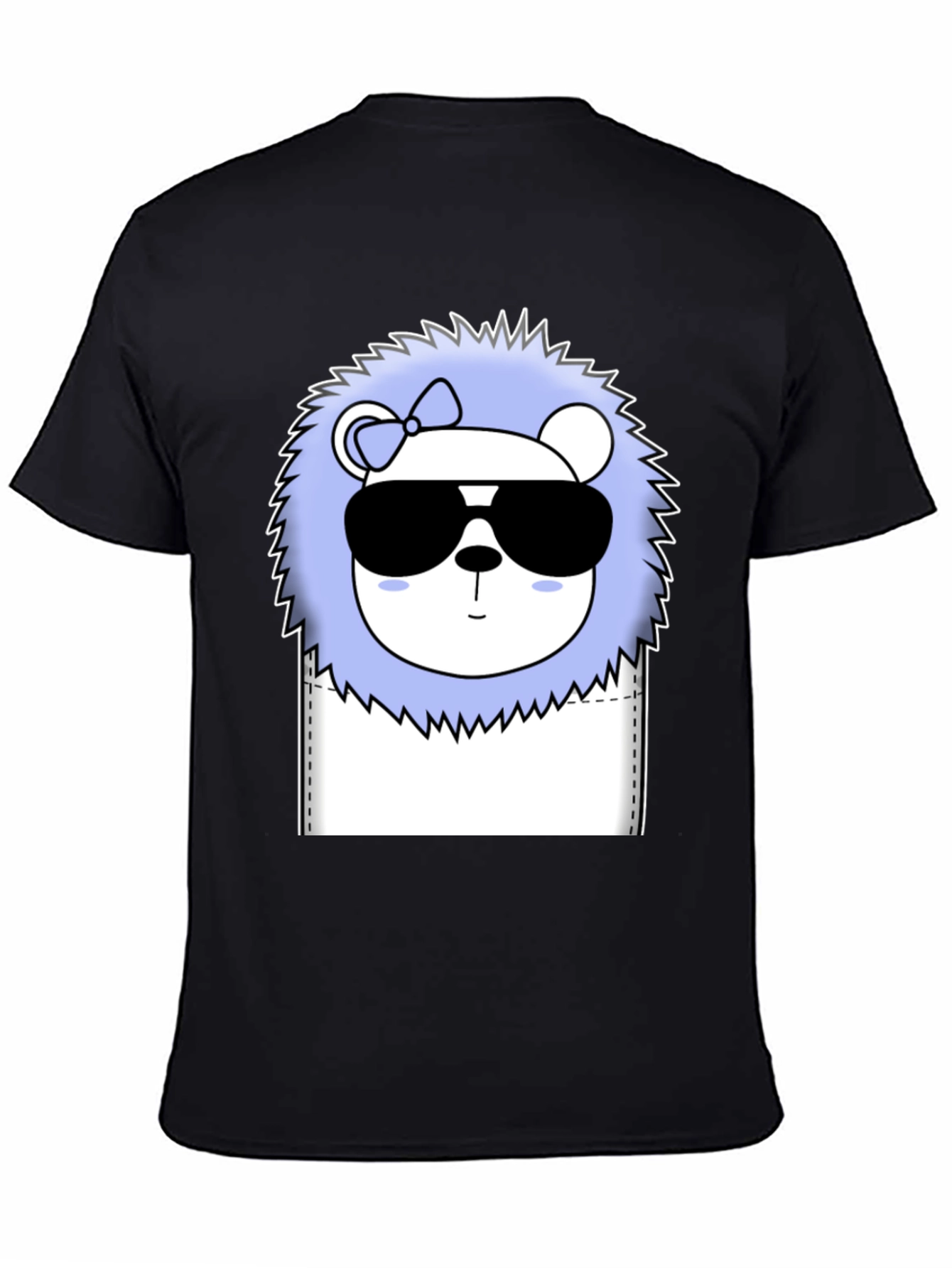 Cool Cartoon Lion Graphic Tee - Black Cotton T-Shirt