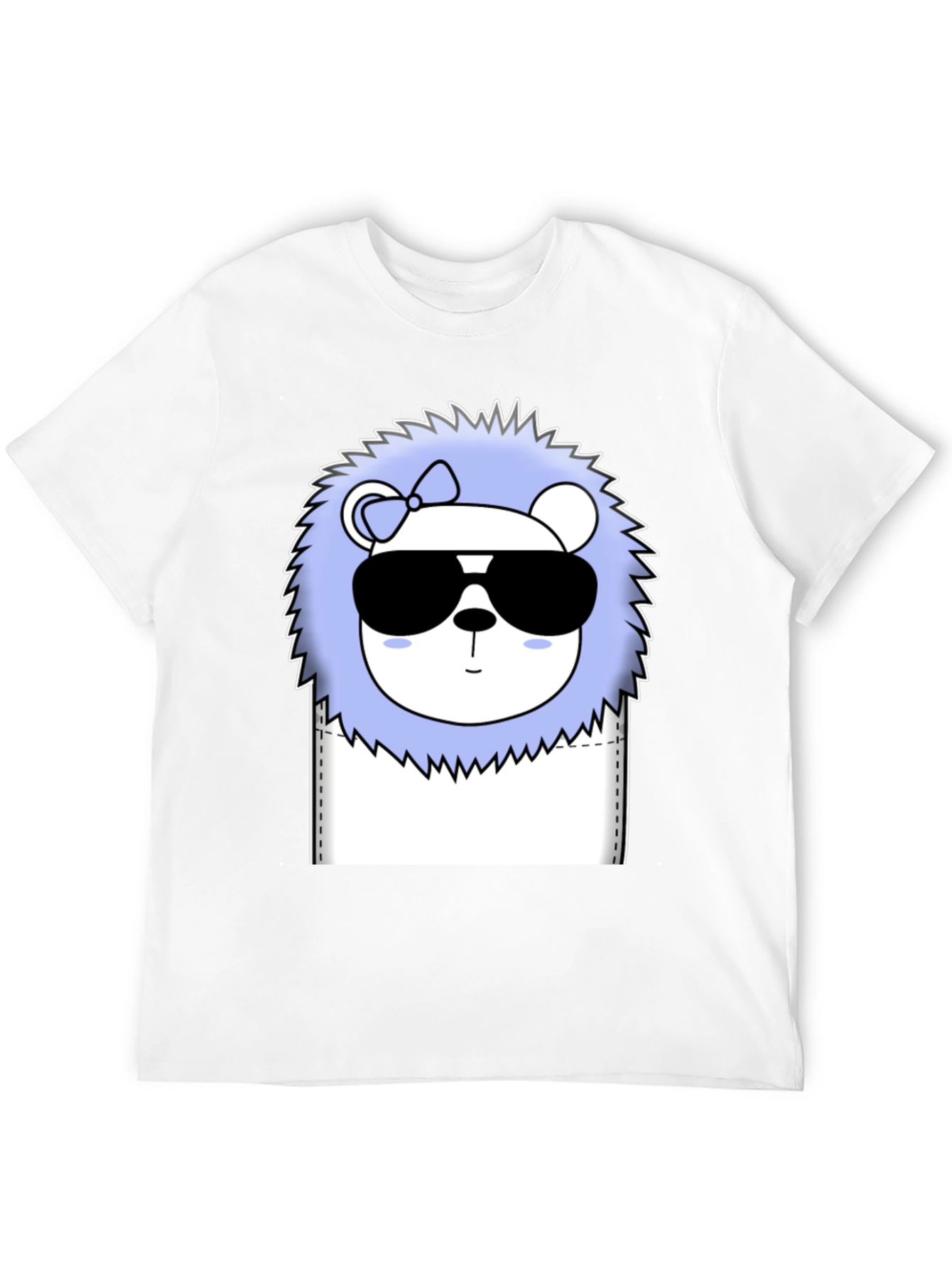 Cool Cartoon Lion Graphic Tee - Black Cotton T-Shirt