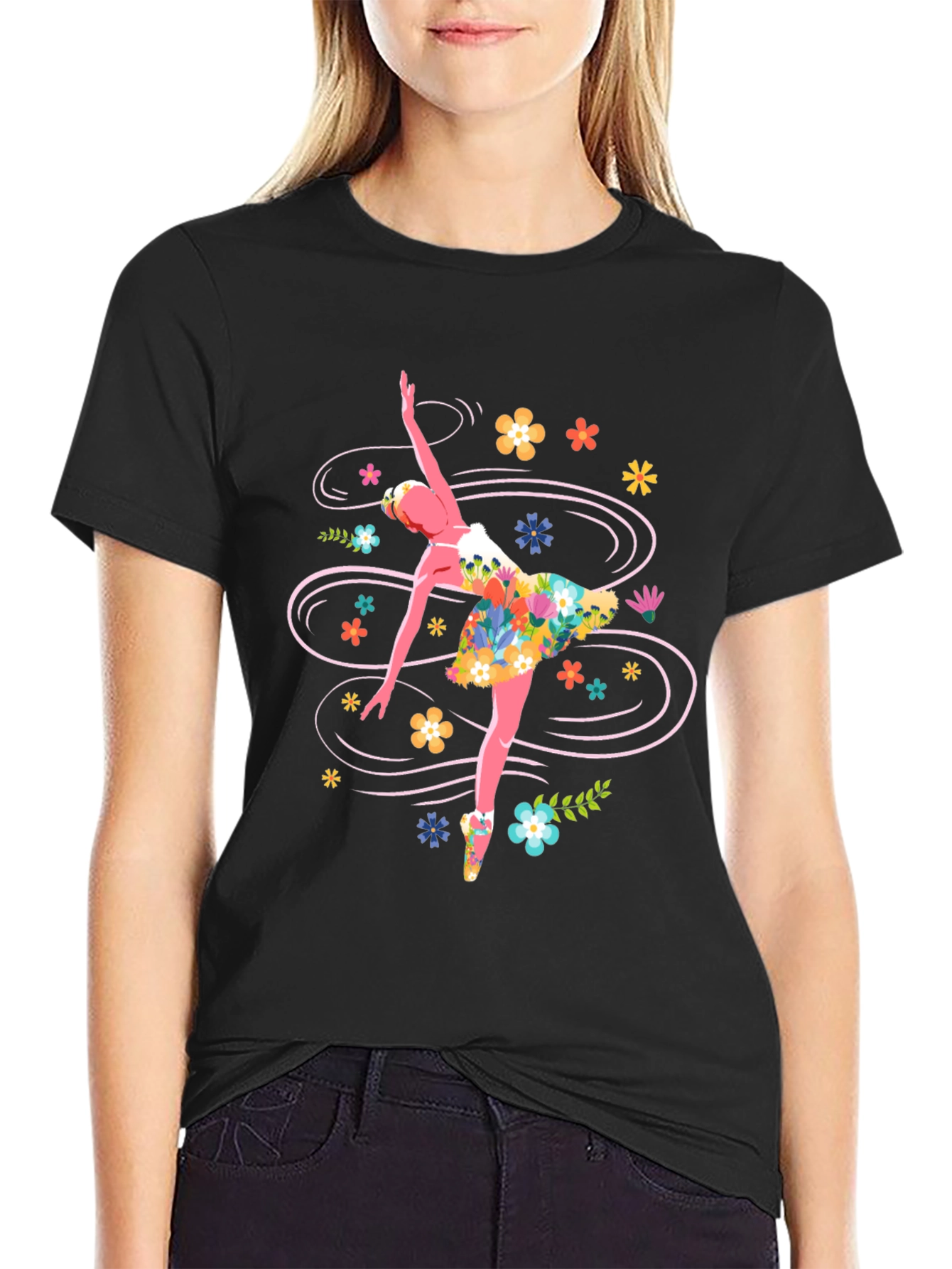 Floral Ballerina Graphic T-Shirt