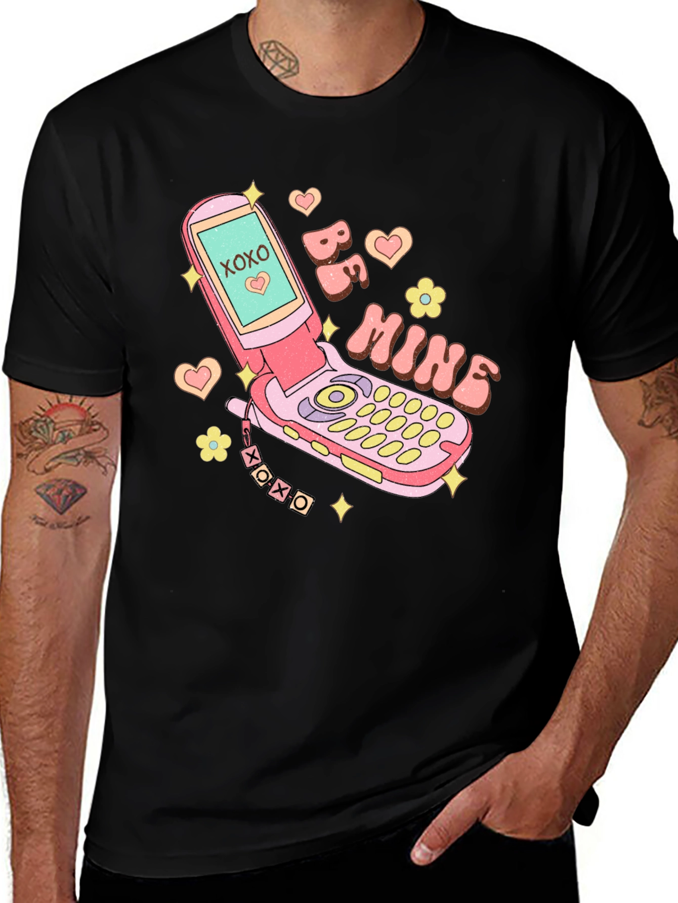 Be Mine Retro Cell Phone Graphic Tee
