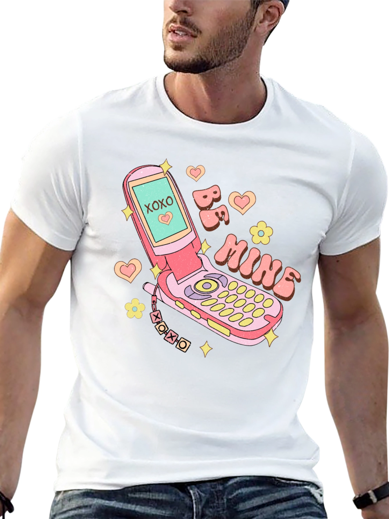 Be Mine Retro Cell Phone Graphic Tee