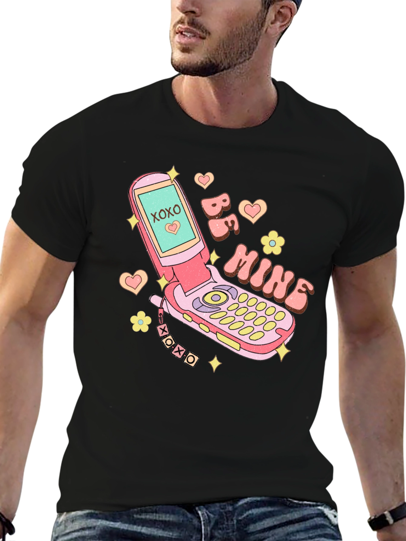 Be Mine Retro Cell Phone Graphic Tee