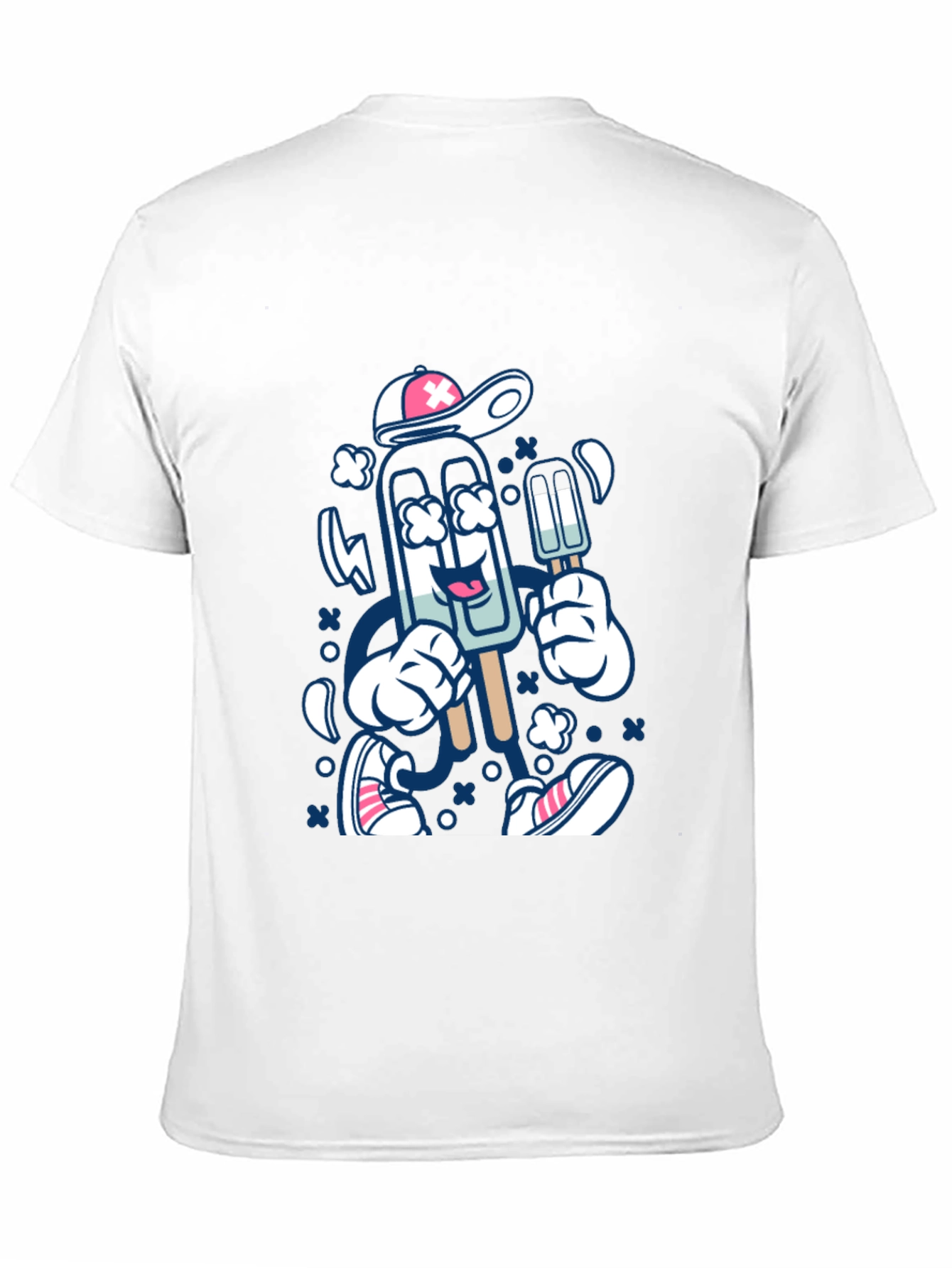 Ice Cream Cartoon Graphic Tee - Black