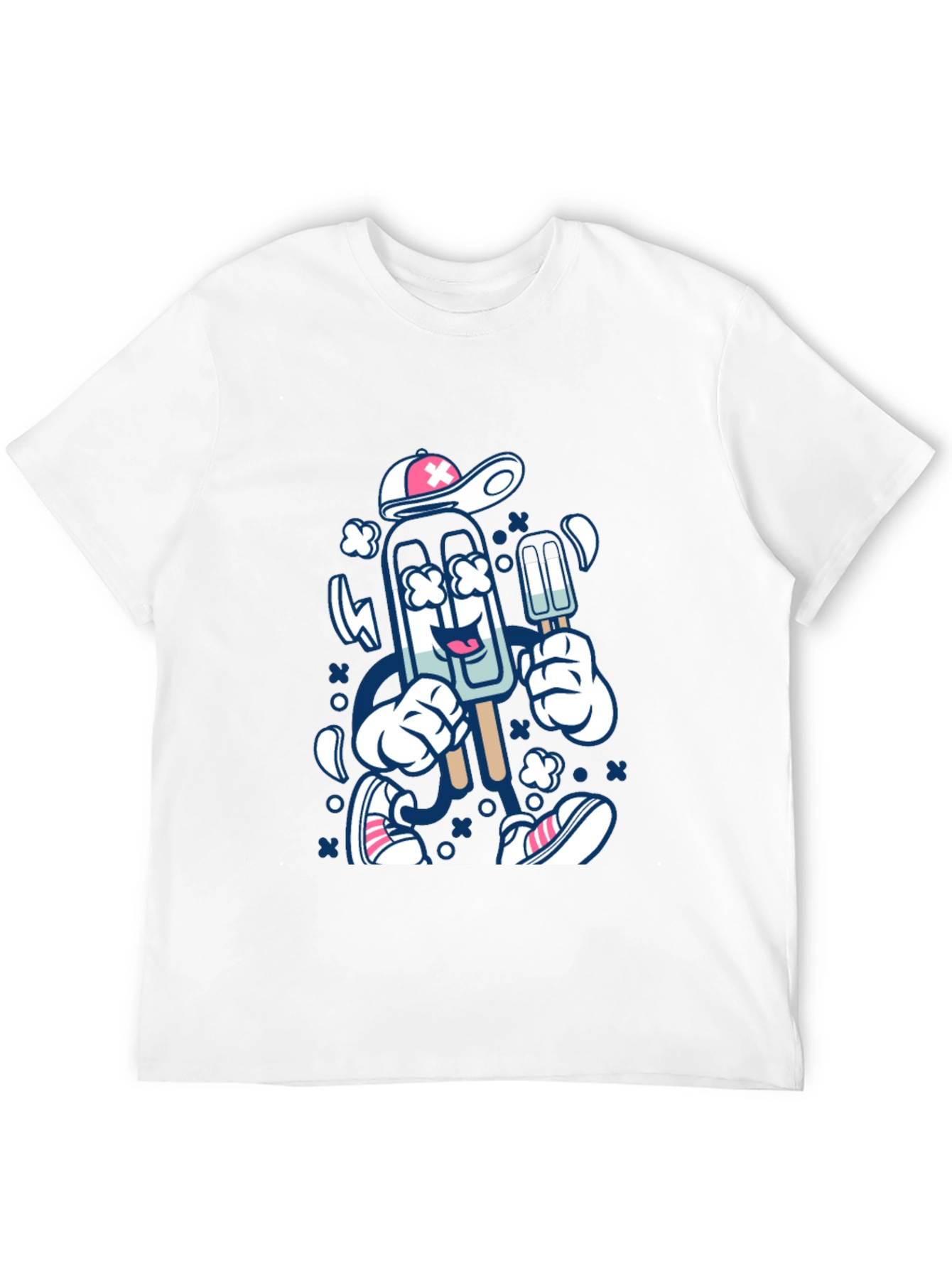 Ice Cream Cartoon Graphic Tee - Black