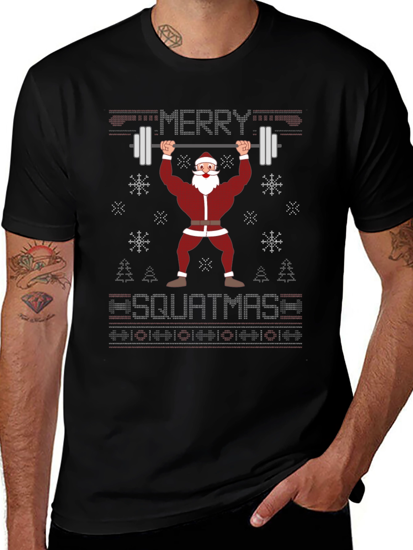 Merry Squatmas Santa Lifting Barbell T-Shirt