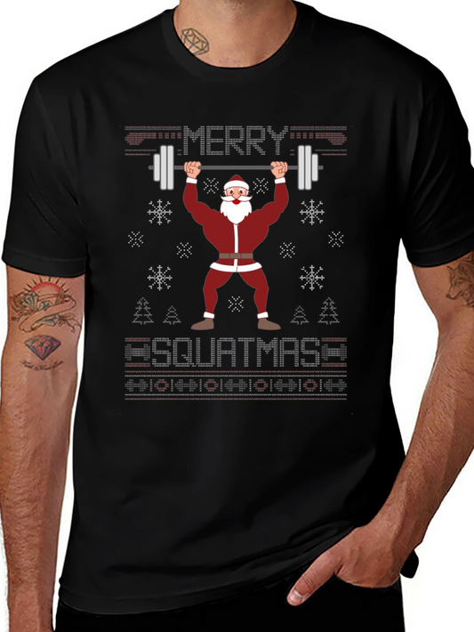 Merry Squatmas Santa Lifting Barbell T-Shirt