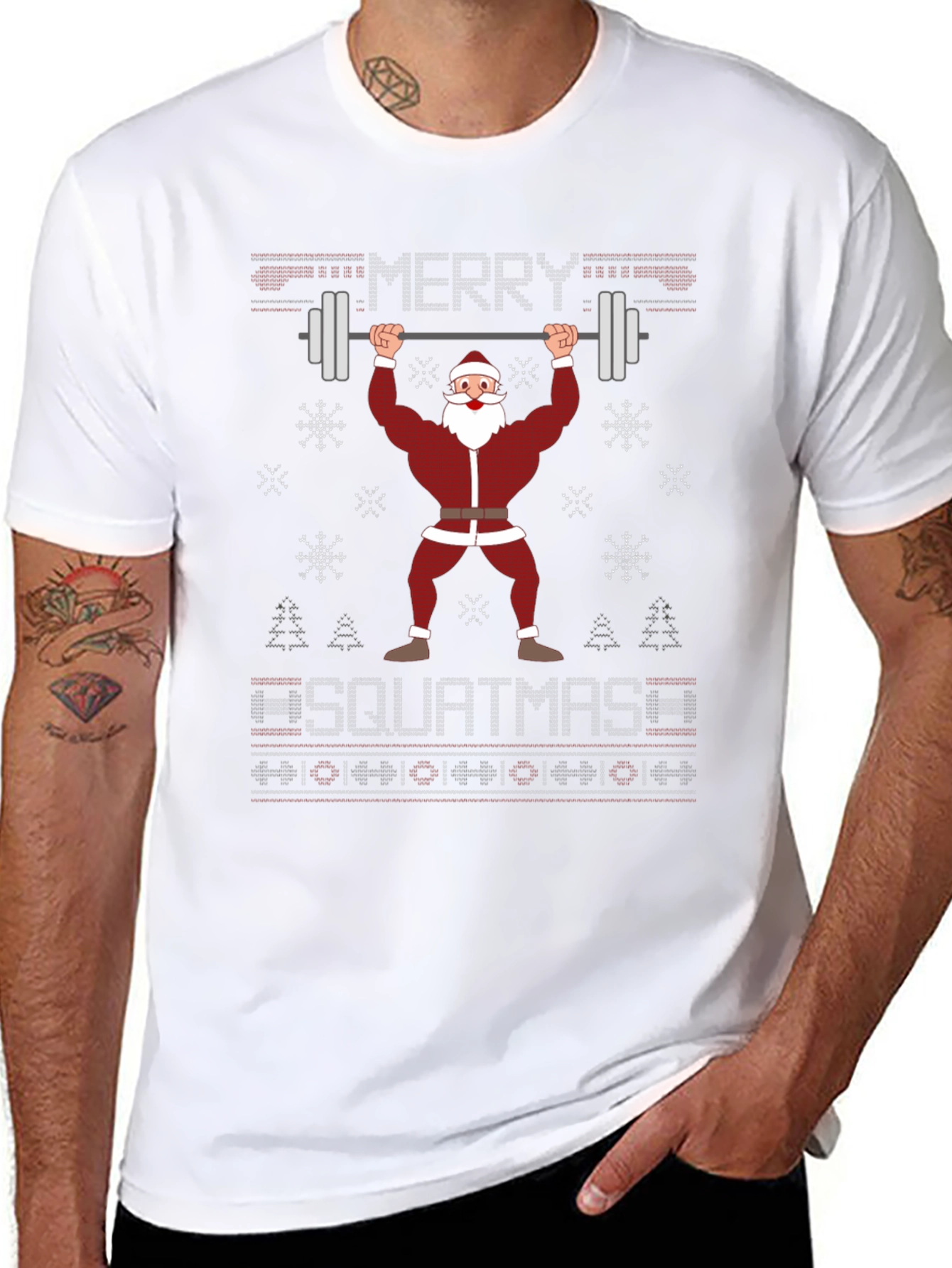 Merry Squatmas Santa Lifting Barbell T-Shirt