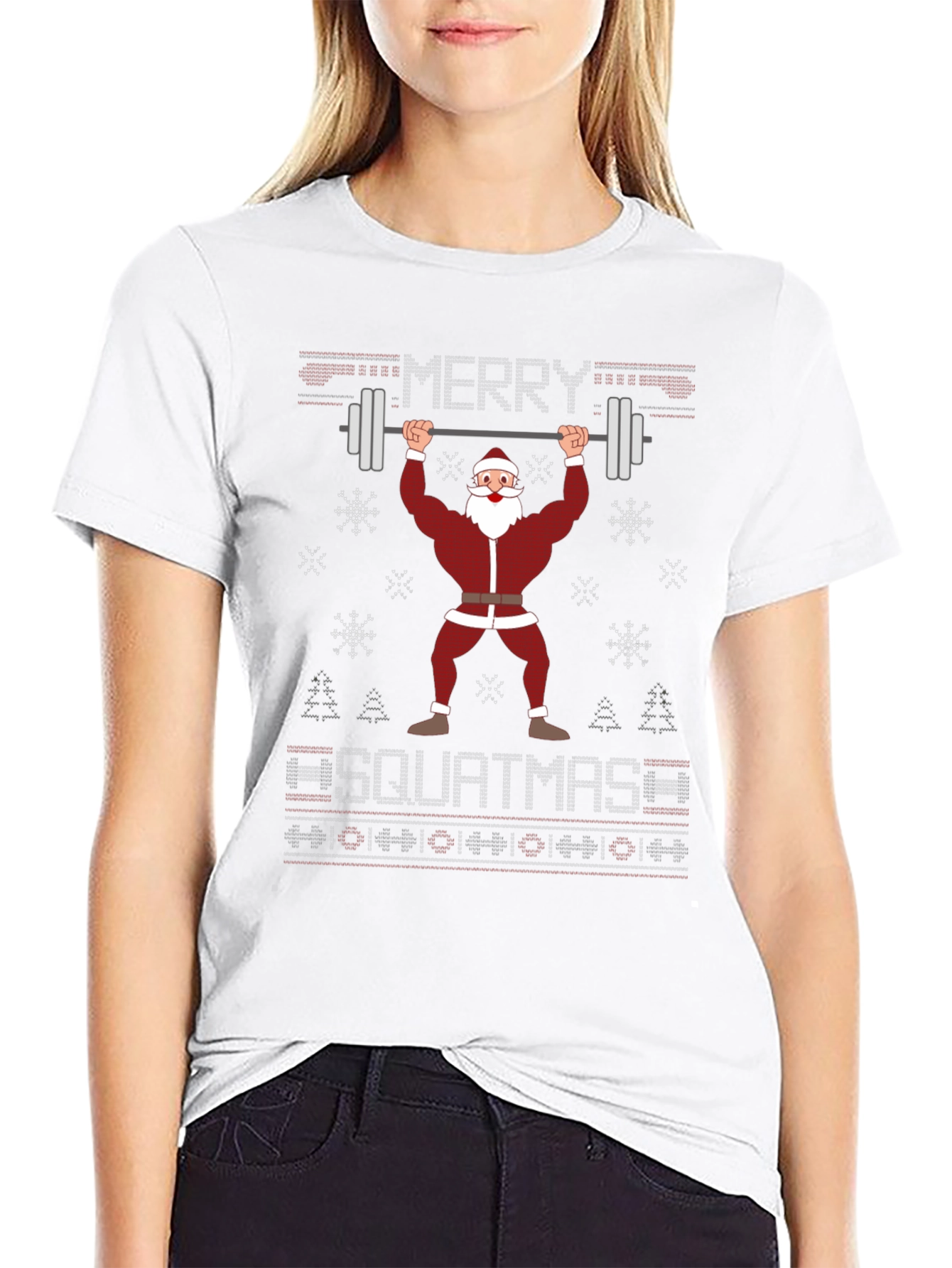 Merry Squatmas Santa Lifting Barbell T-Shirt