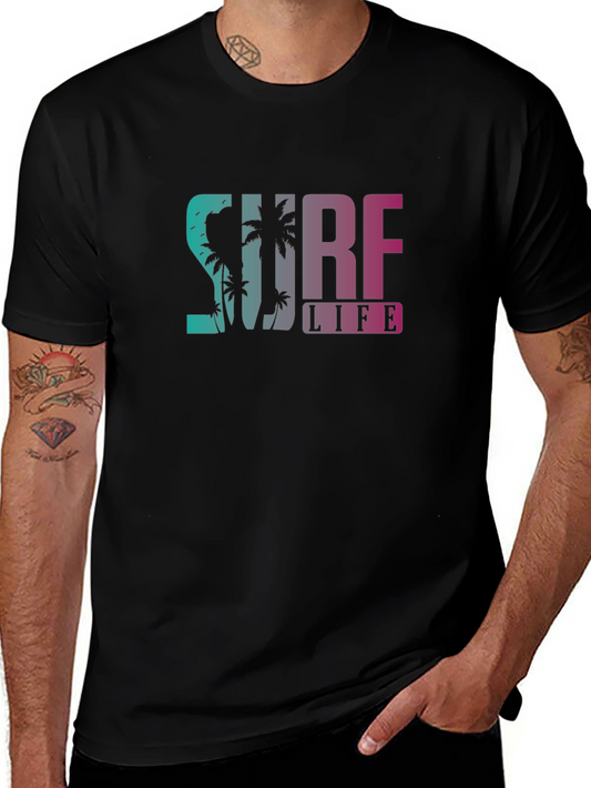 Surf Life Palm Tree Graphic Tee - Black