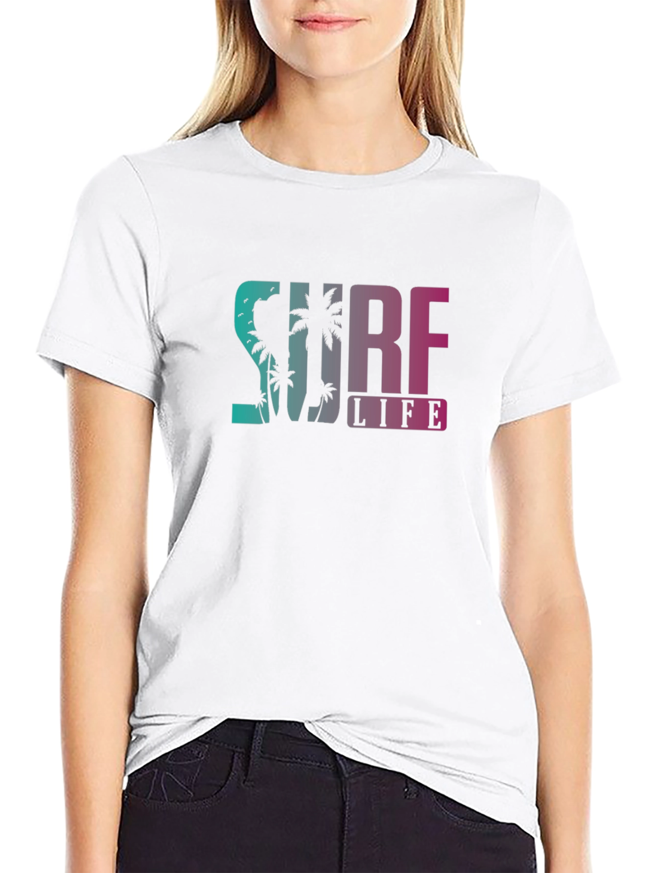 Surf Life Palm Tree Graphic Tee - Black