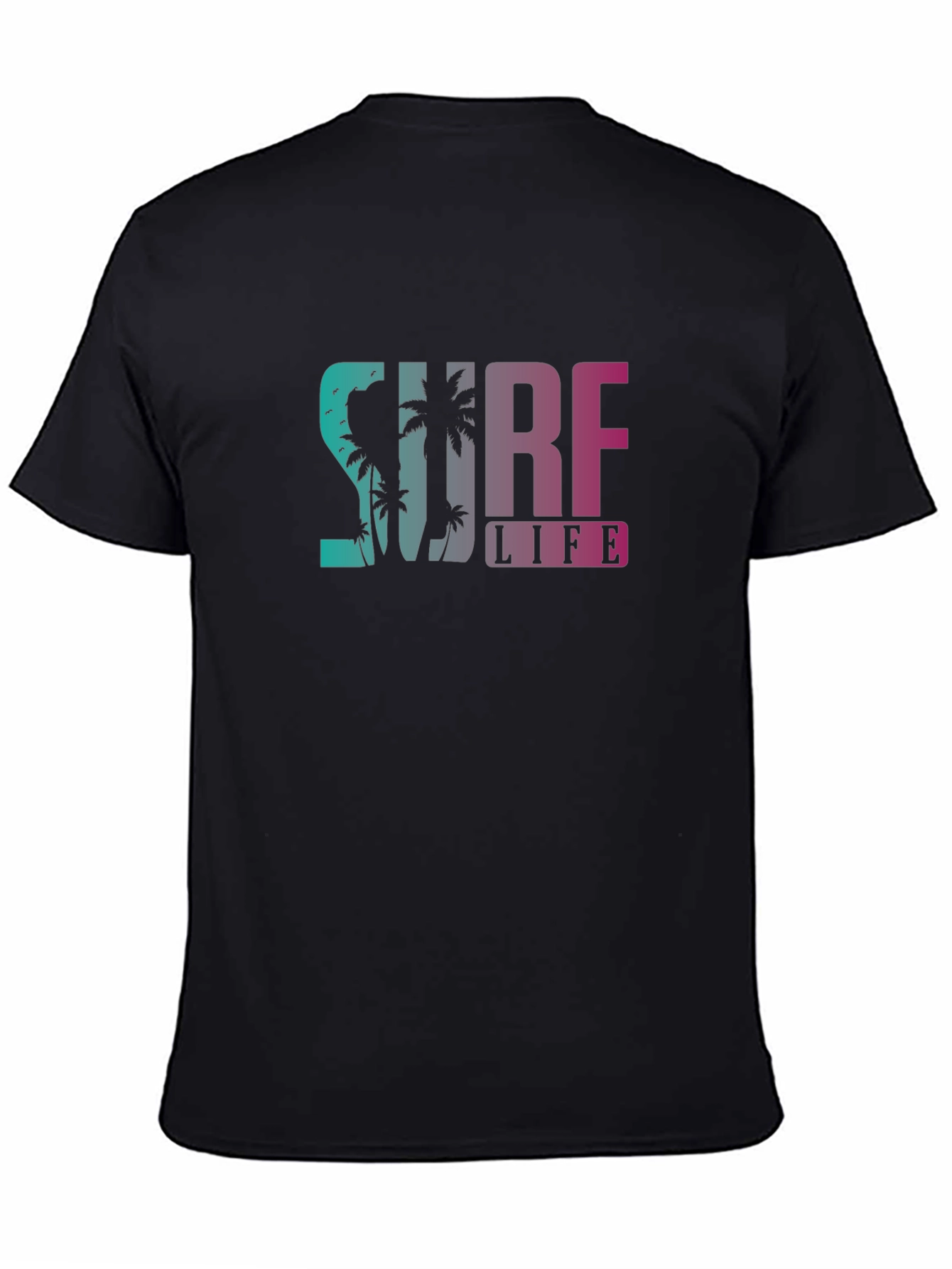 Surf Life Palm Tree Graphic Tee - Black