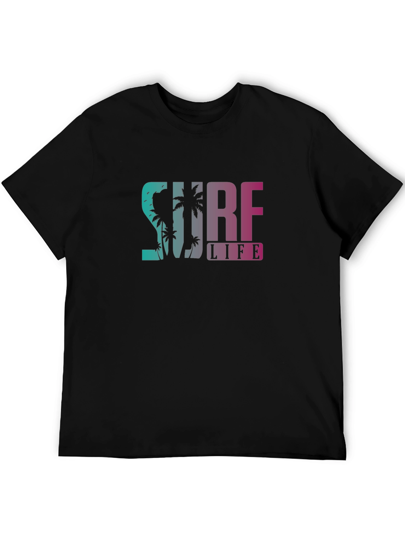 Surf Life Palm Tree Graphic Tee - Black