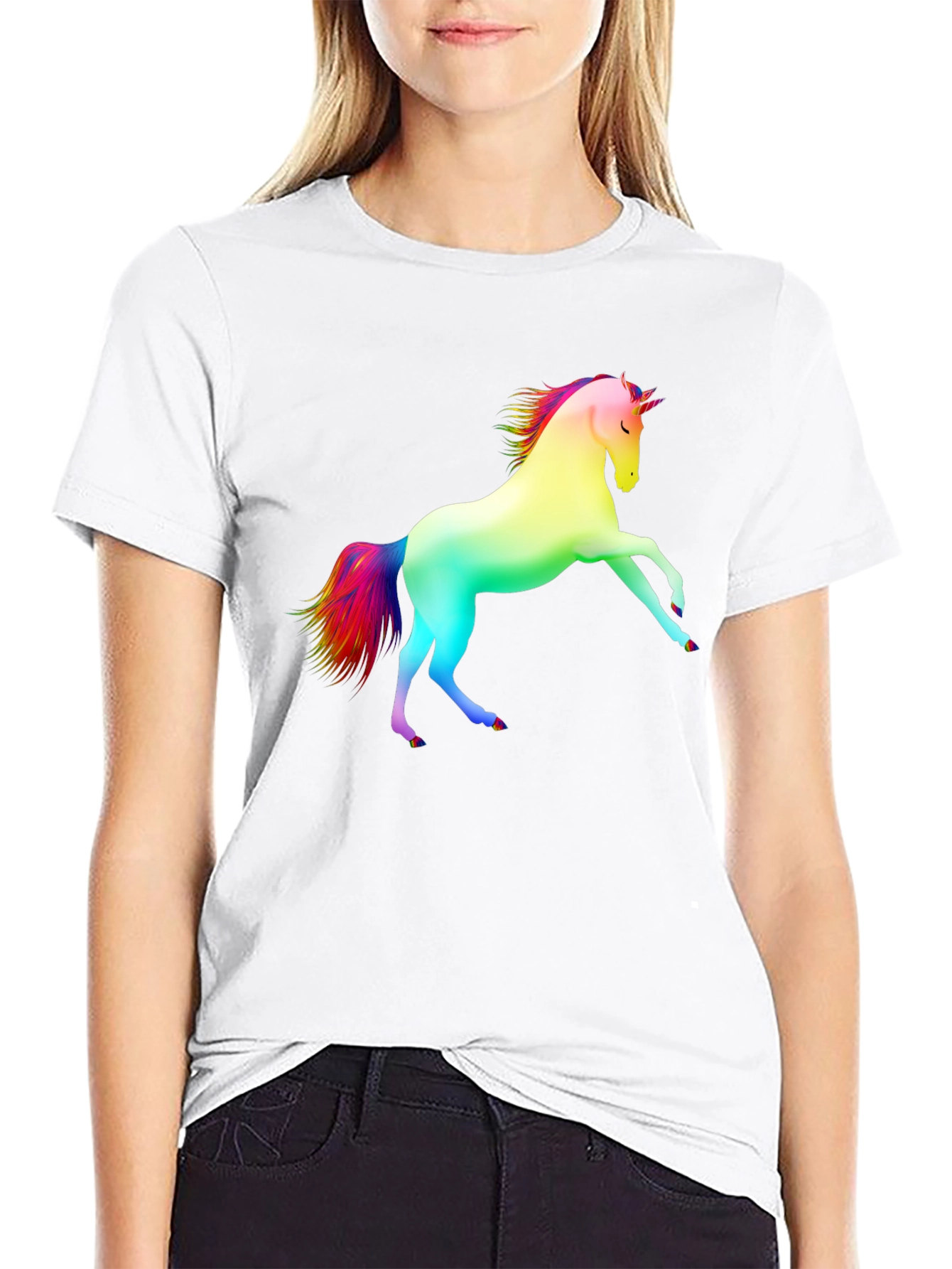 Rainbow Unicorn Black T-Shirt