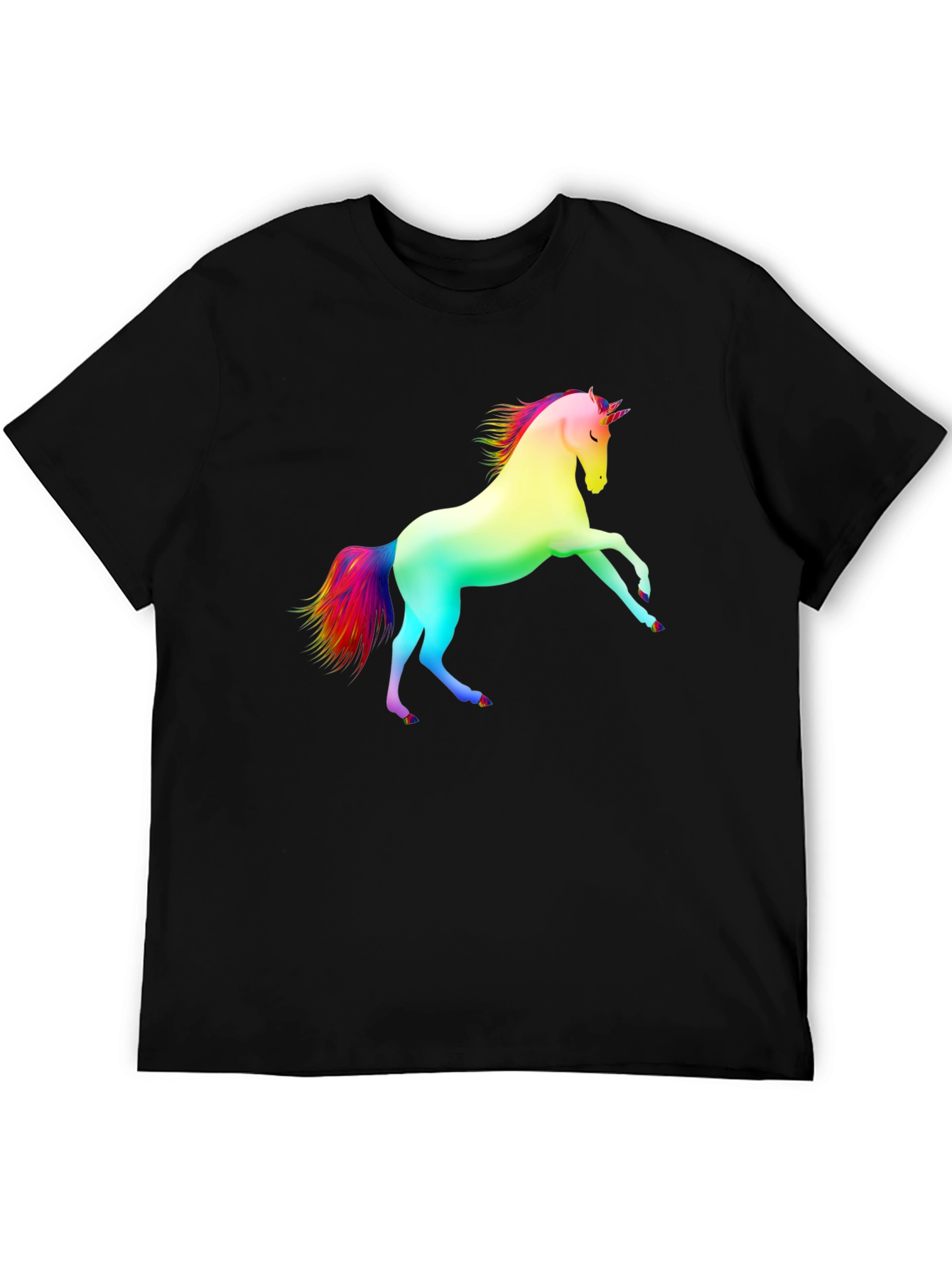 Rainbow Unicorn Black T-Shirt