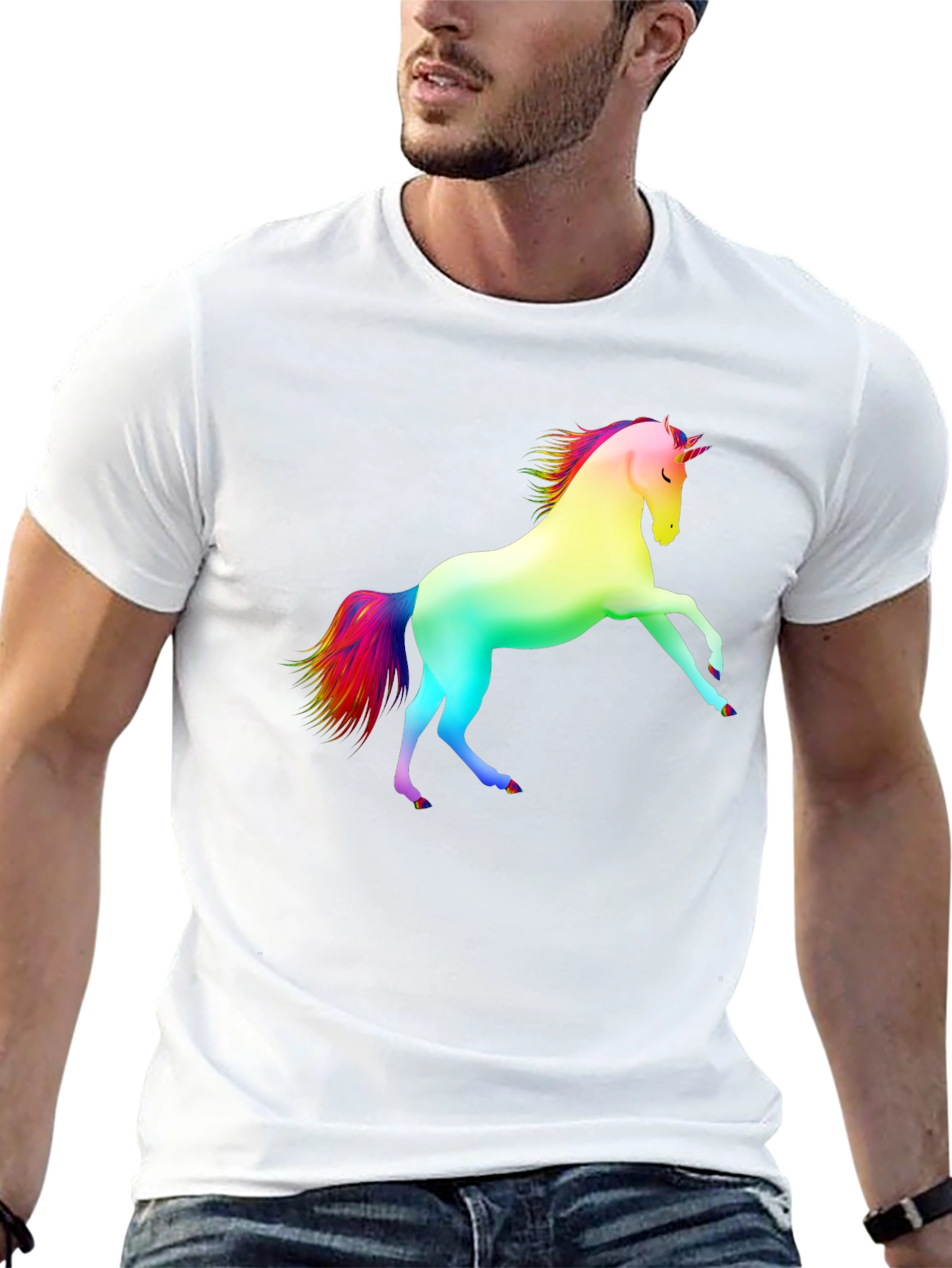 Rainbow Unicorn Black T-Shirt