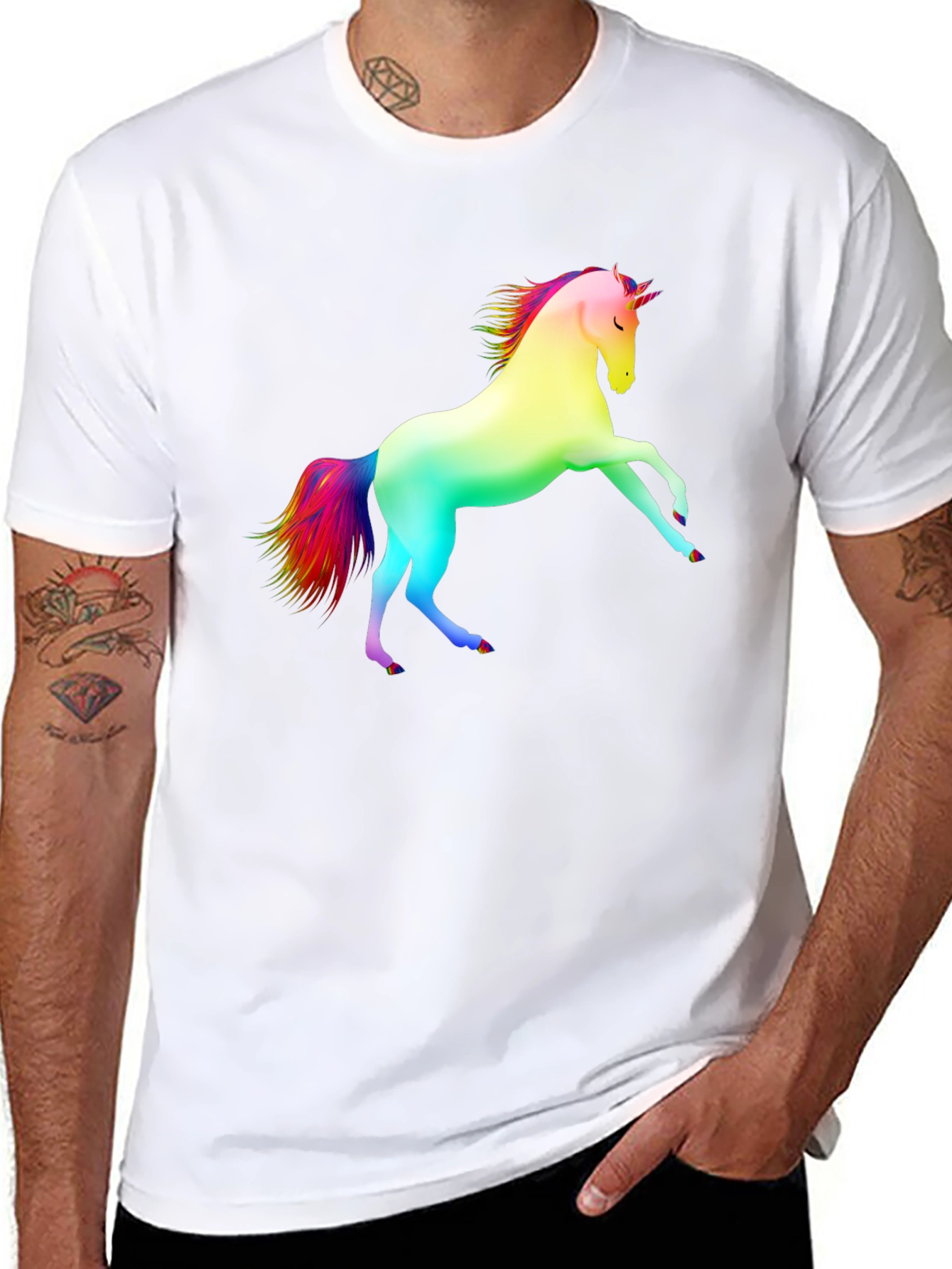 Rainbow Unicorn Black T-Shirt