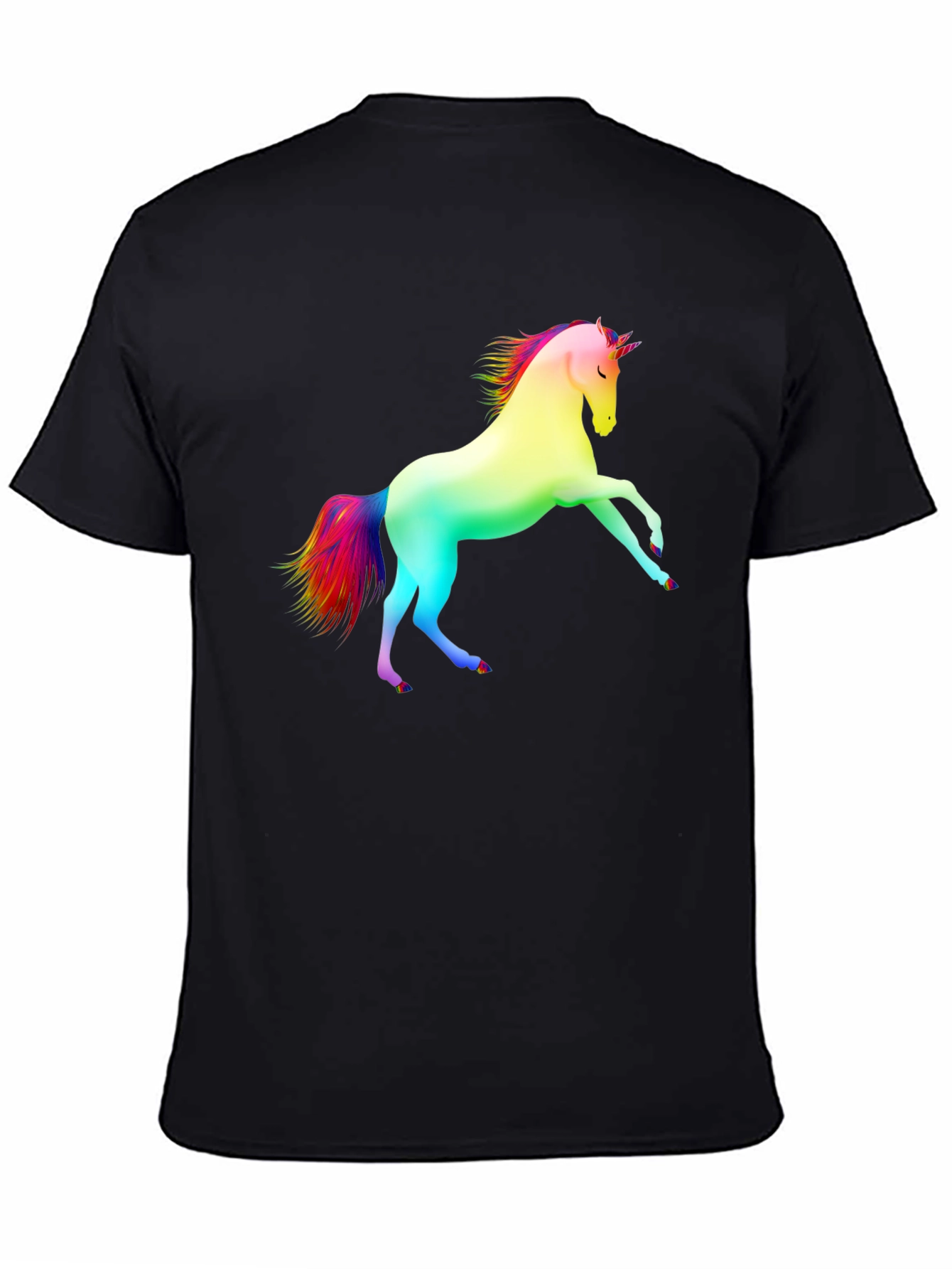 Rainbow Unicorn Black T-Shirt