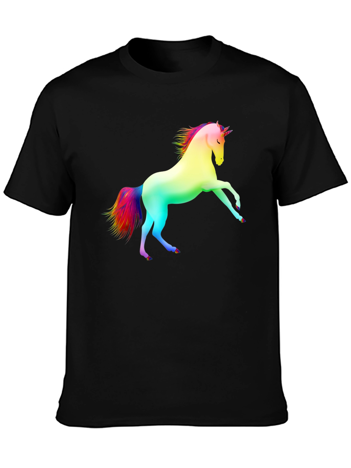 Rainbow Unicorn Black T-Shirt