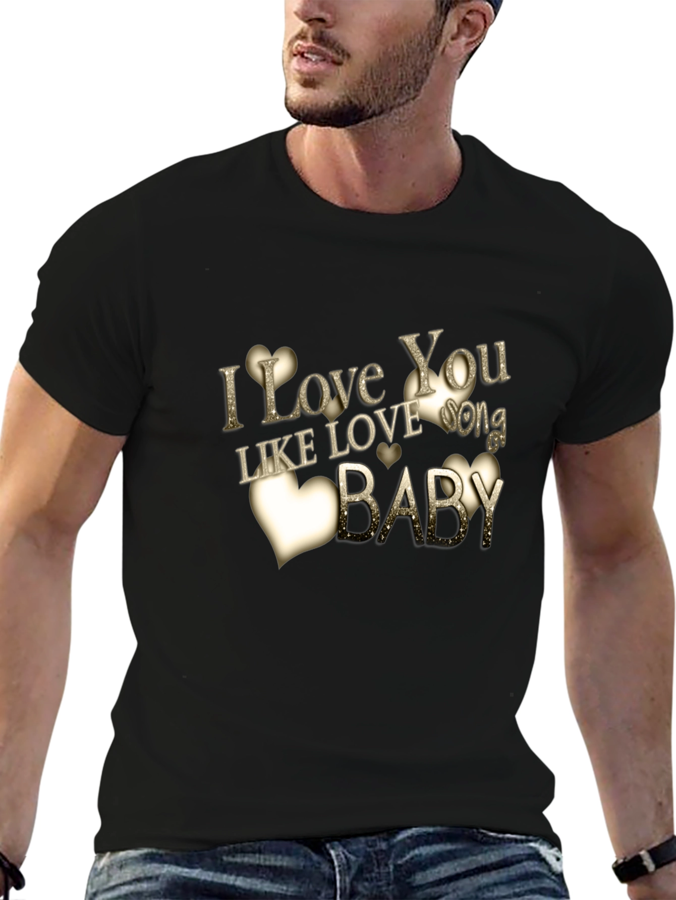 I Love You Mens Black T-Shirt